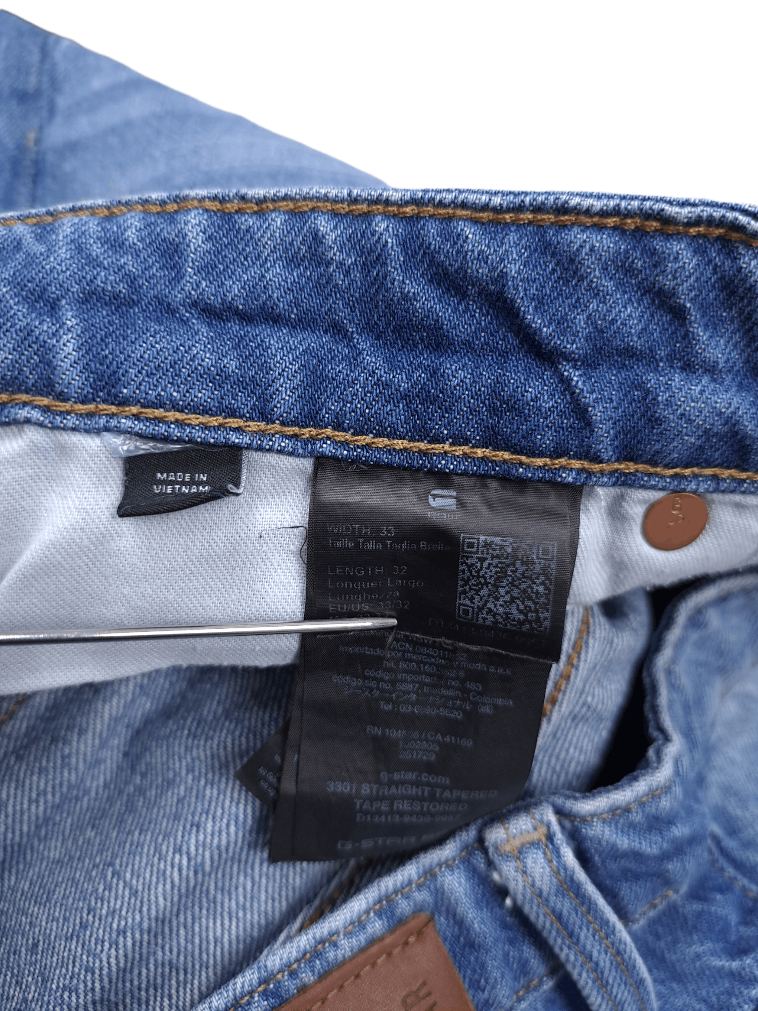 G-Star 💎 G-star 33/32 Straight Tapered Tape Blue Custom Jeans Size US 33 - 10 Thumbnail