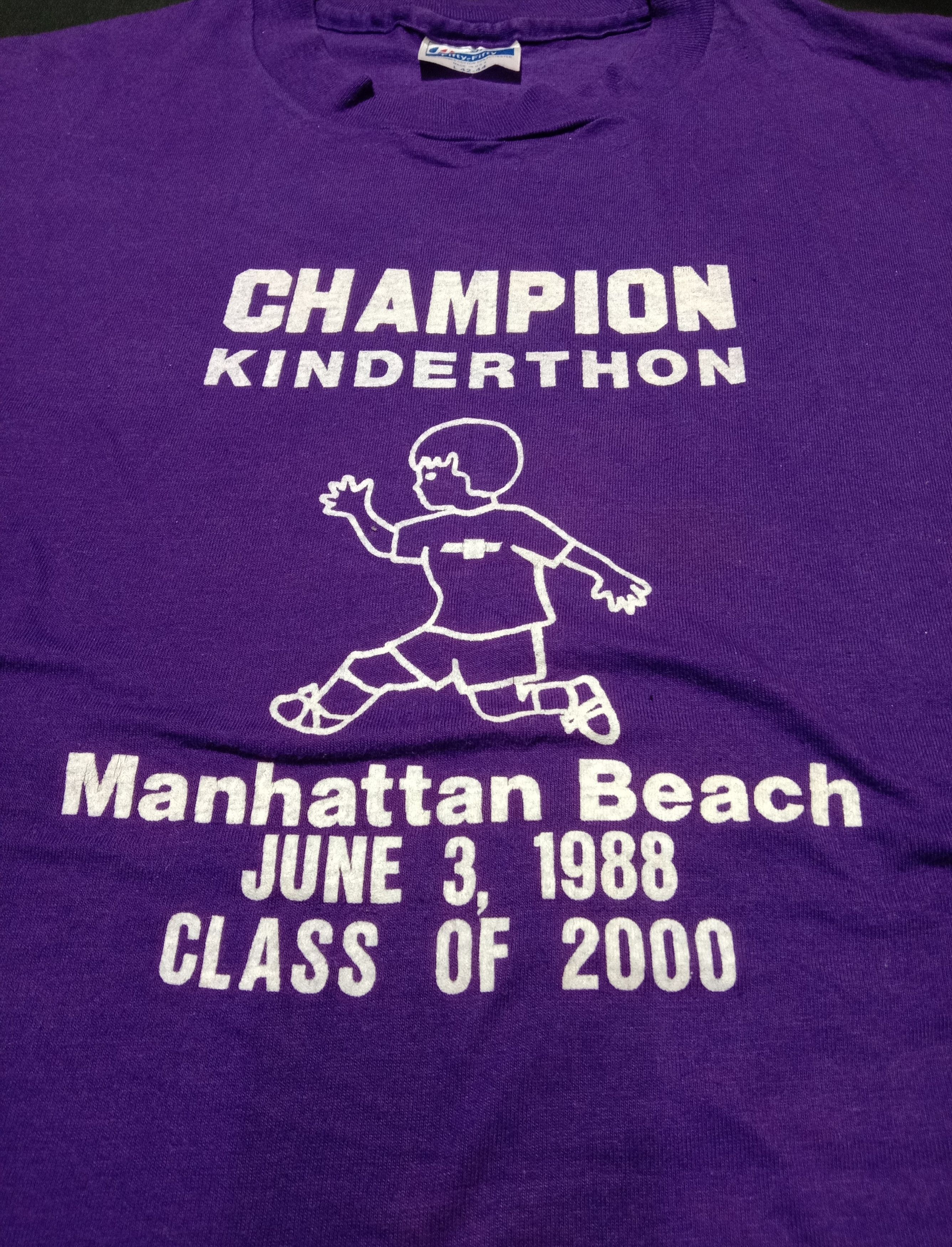 Hanes × Vintage 1988 Champion Kinderthon Manhattan Beach USA 50/50 Tee Size US M / EU 48-50 / 2 - 2 Thumbnail