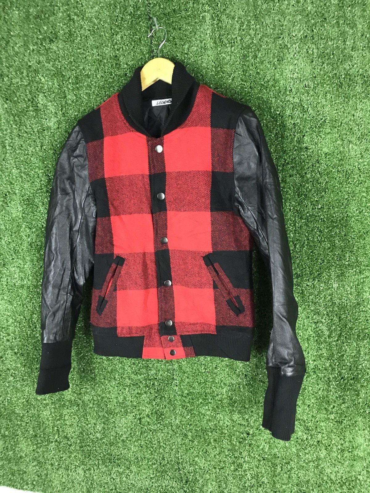 Japanese Brand LEGENDA LEATHER SLEEVE BOMBER STYLE JACKET Size US S / EU 44-46 / 1 - 3 Thumbnail