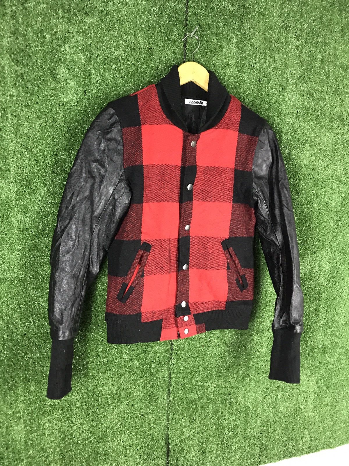 Japanese Brand LEGENDA LEATHER SLEEVE BOMBER STYLE JACKET Size US S / EU 44-46 / 1 - 2 Thumbnail