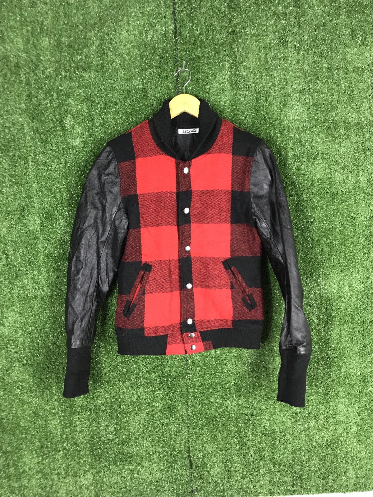 Japanese Brand LEGENDA LEATHER SLEEVE BOMBER STYLE JACKET Size US S / EU 44-46 / 1 - 4 Thumbnail