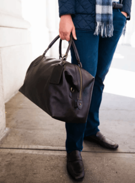 BARBOUR LEATHER TRAVEL HOLDALL EXPLORER in Chocoolate