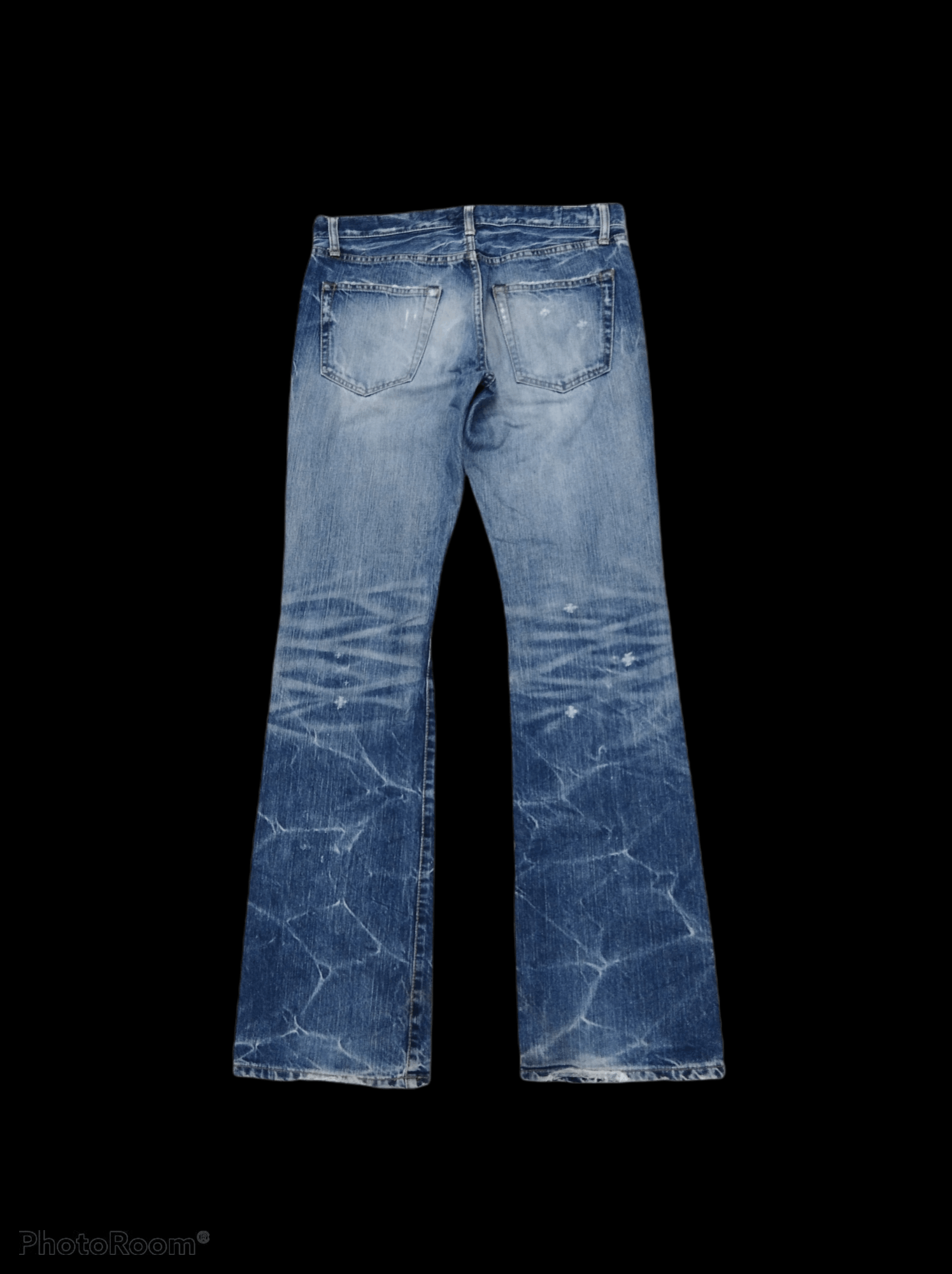 Japanese Brand FLARE🔥MADE IN NIPPON BLUE WAY WASHED BLUE DISTRESSED Size US 29 - 2 Thumbnail