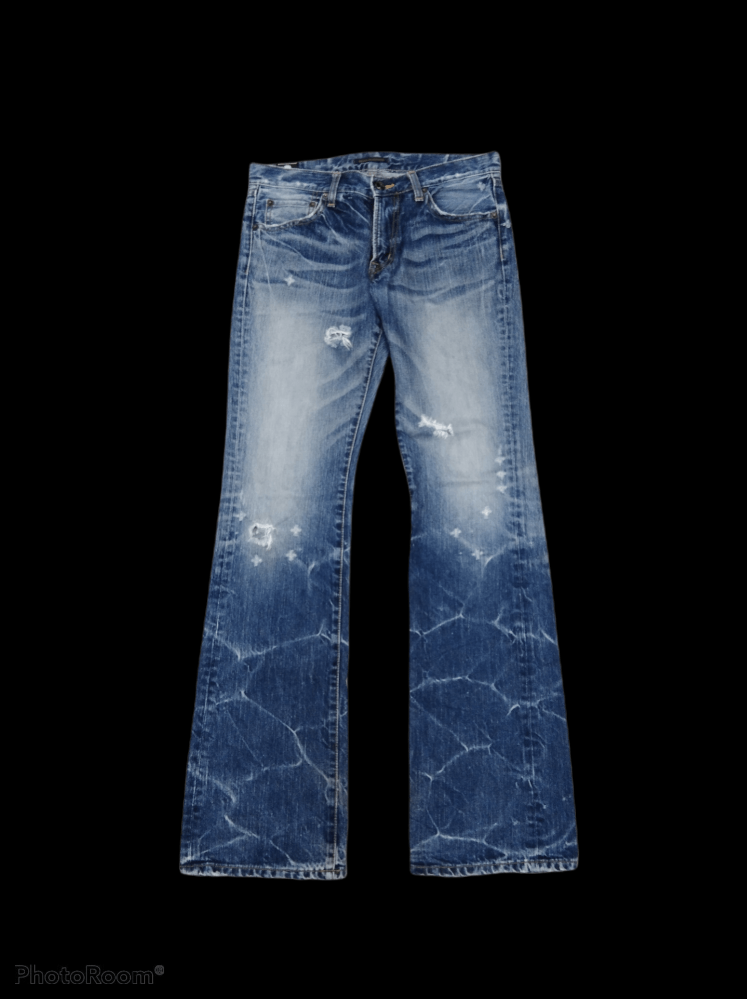 Japanese Brand FLARE🔥MADE IN NIPPON BLUE WAY WASHED BLUE DISTRESSED Size US 29 - 1 Thumbnail