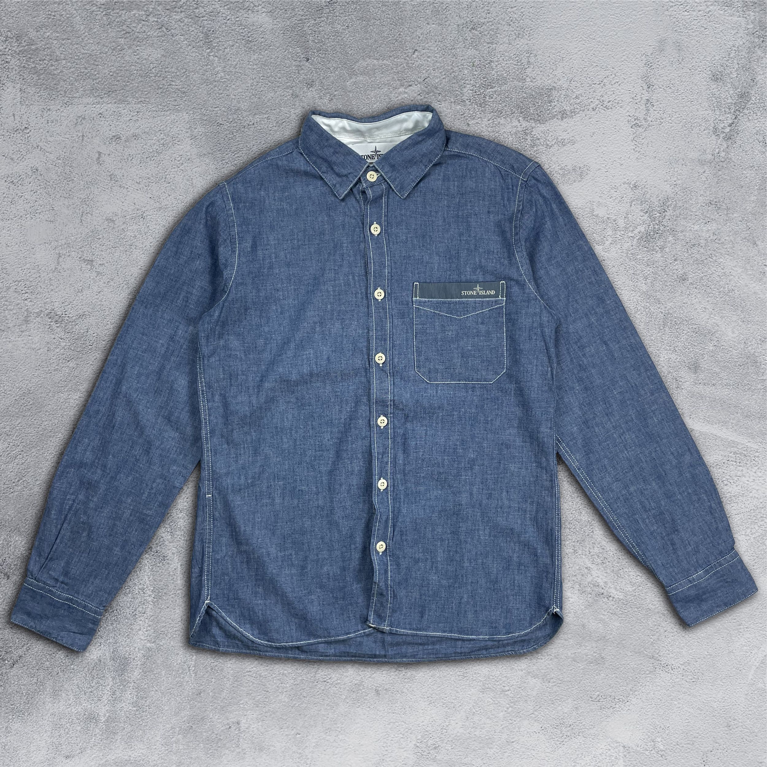 image of Stone Island Denim Shirt, Men's (Size Small)