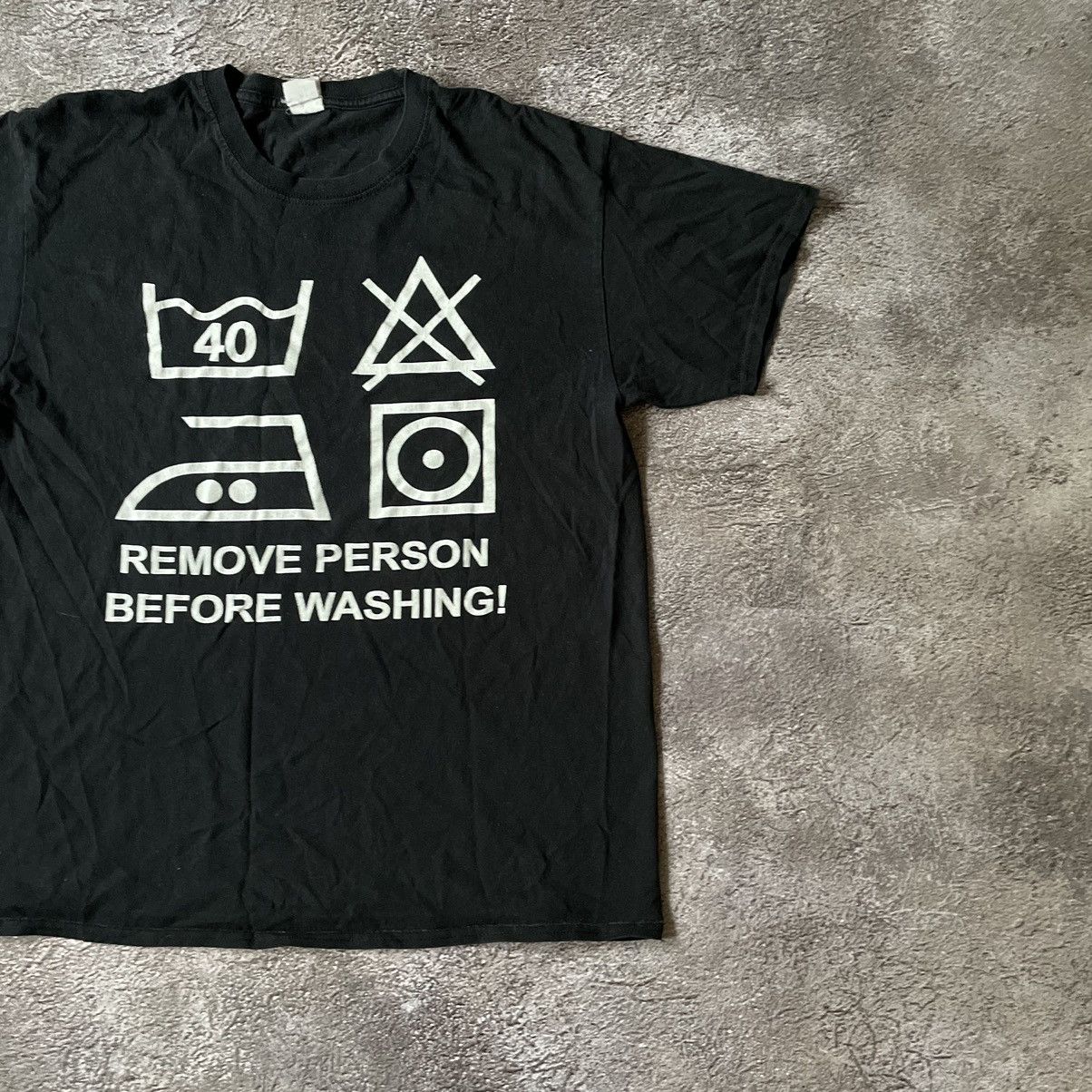 Vintage Vintage 90s Graphic Tee Laundry Instructions Skate Slim XL Size US XL / EU 56 / 4 - 2 Thumbnail