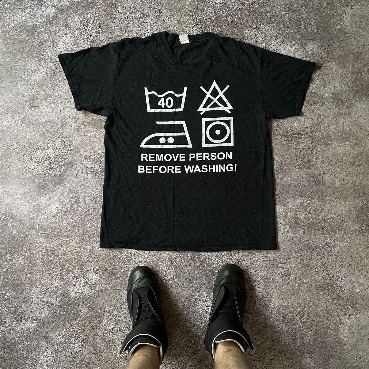 Vintage Vintage 90s Graphic Tee Laundry Instructions Skate Slim XL Size US XL / EU 56 / 4 - 1 Thumbnail