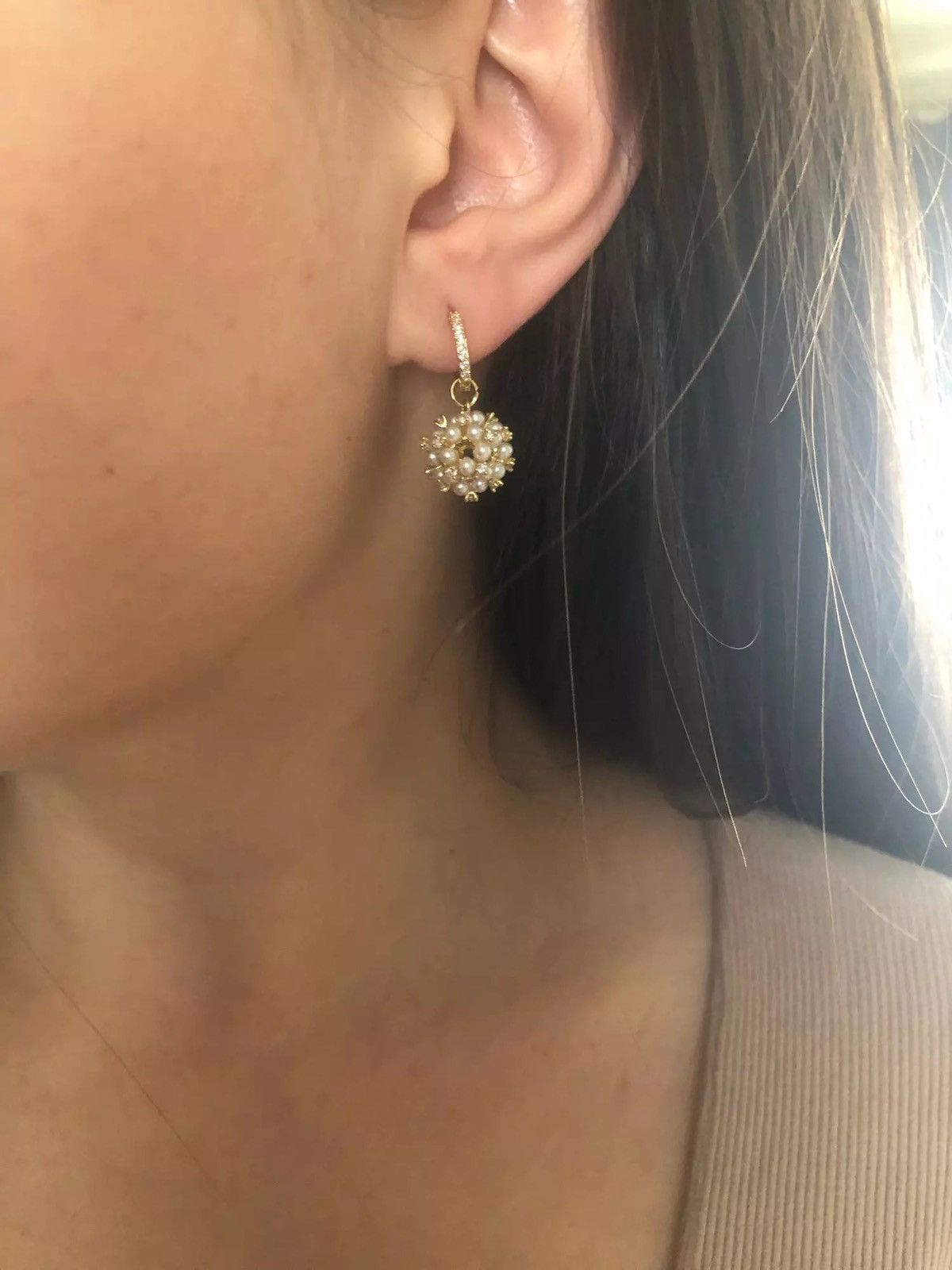 Jewelry Elegant Wind Rice Beads Fireworks Ball Pendant Drop Earring Size ONE SIZE - 4 Thumbnail