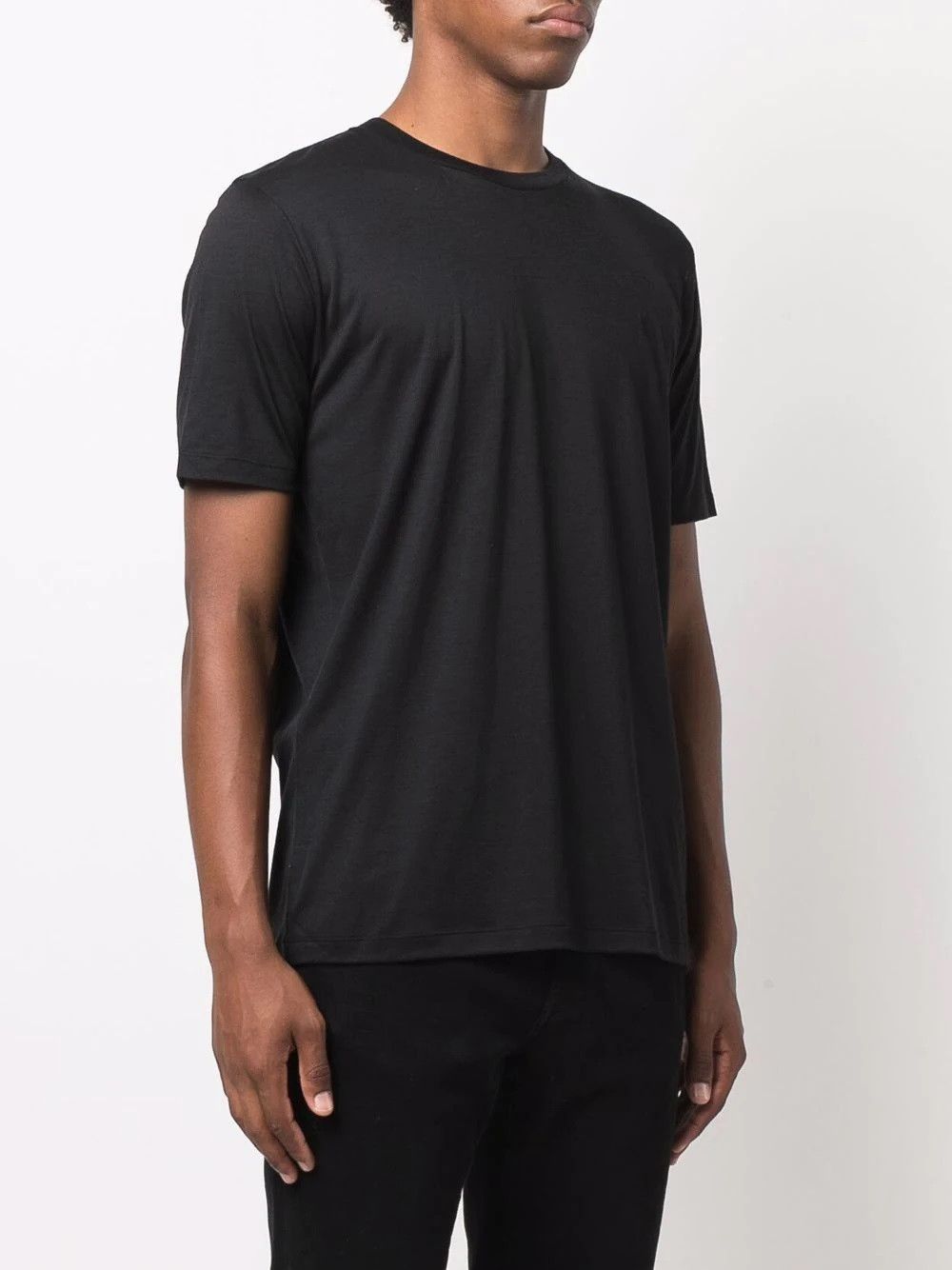Saint Laurent Paris Saint Laurent Embroidered Logo T-Shirt - Black Wool & Silk Size US M / EU 48-50 / 2 - 1 Thumbnail
