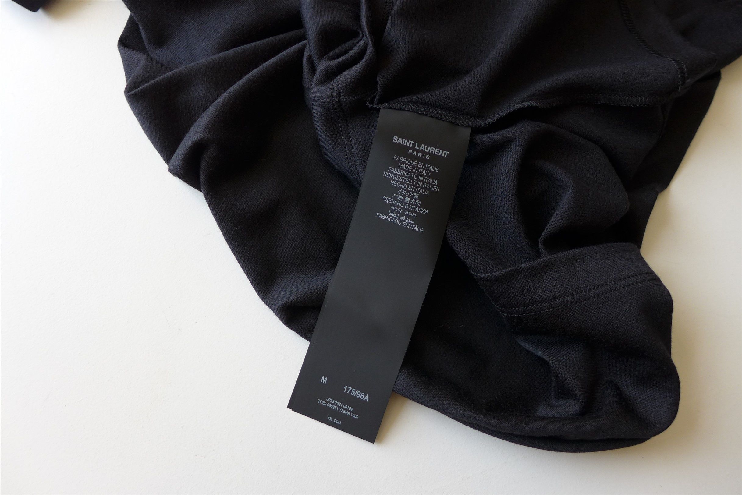 Saint Laurent Paris Saint Laurent Embroidered Logo T-Shirt - Black Wool & Silk Size US M / EU 48-50 / 2 - 10 Thumbnail