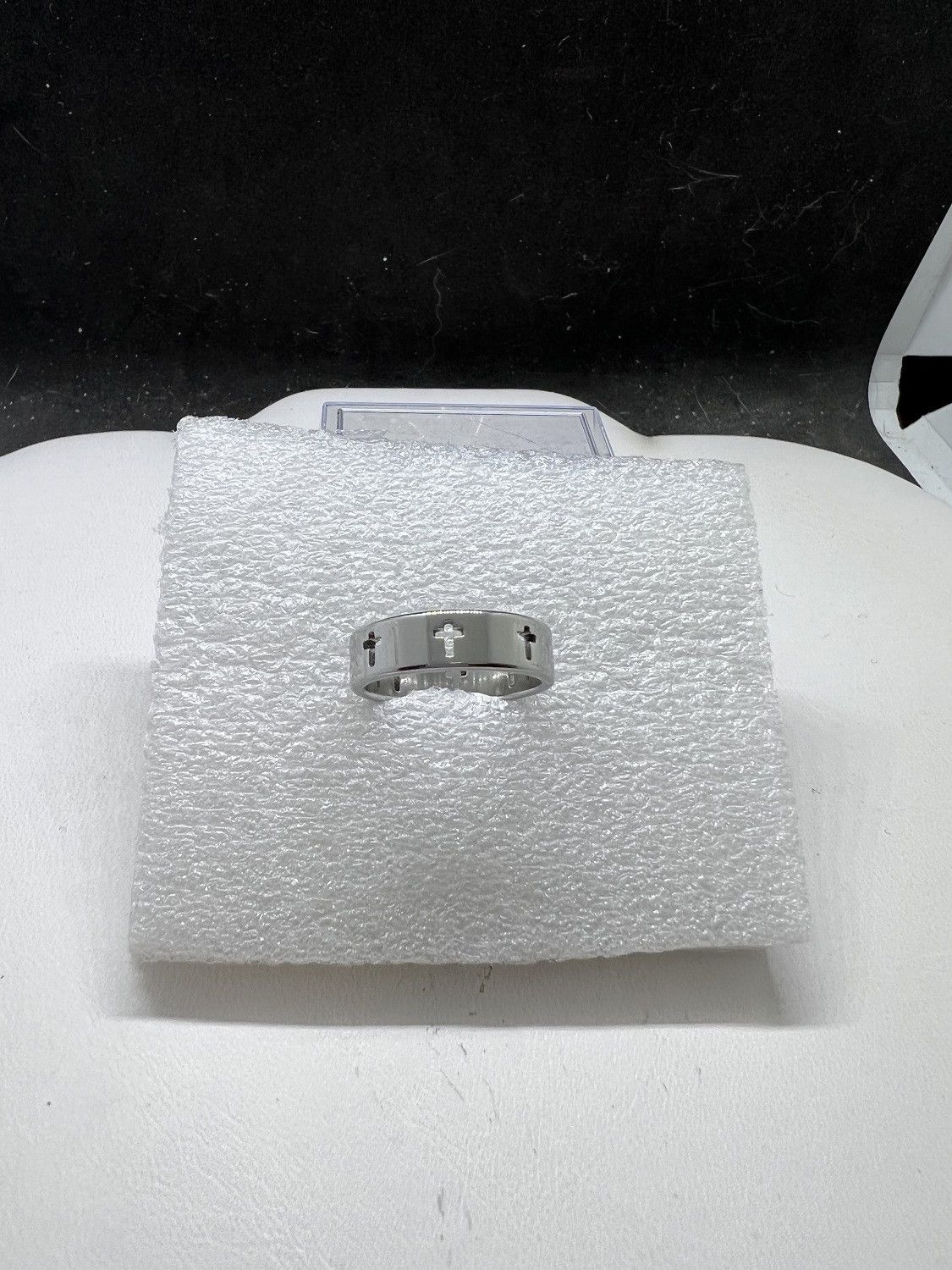 Jewelry x Vintage Silver Cross Stainless Steel Ring - Size 7.5, Men's