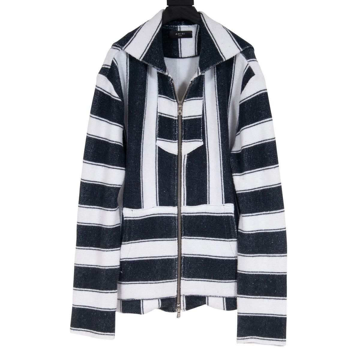 image of Amiri Baja Zip Up Hoodie in Blue/White, Men's (Size Large)