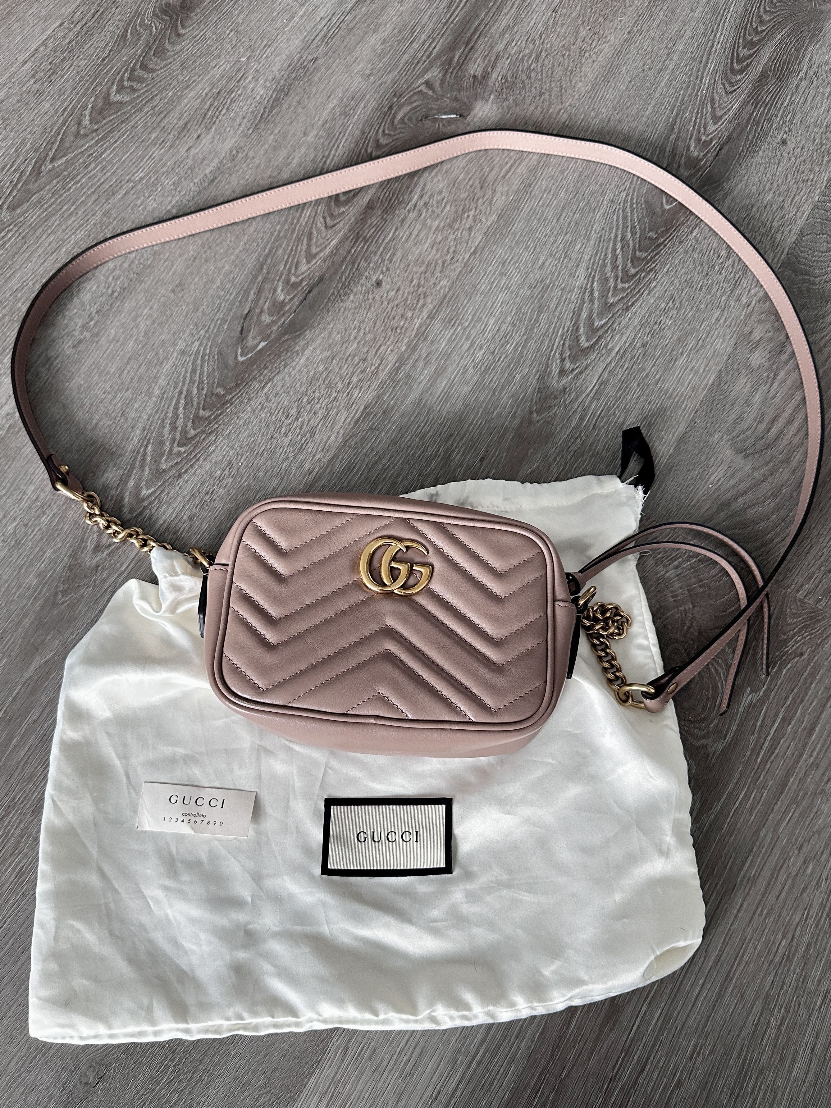 Gucci Gucci GG Marmont Mini Shoulder Bag Dusty Pink Size ONE SIZE - 1 Thumbnail