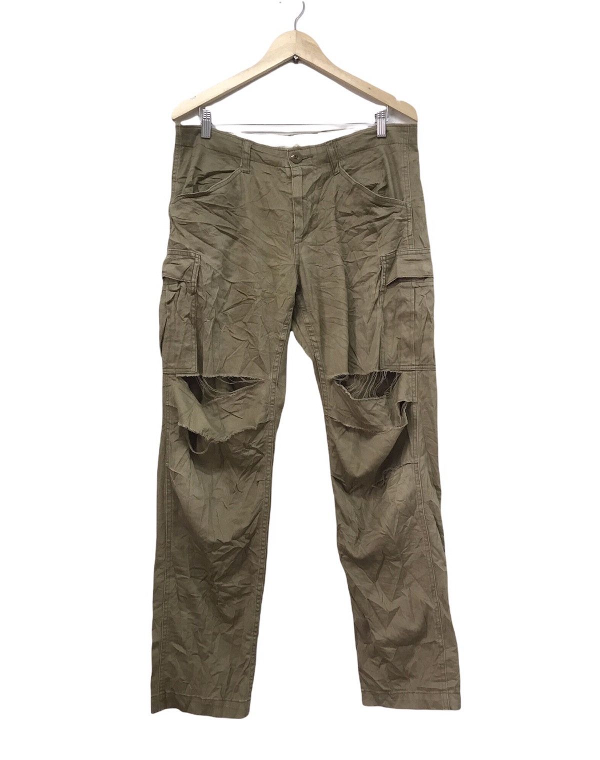 Japanese Brand Vintage Back Number Distressed Cargo Pants Size US 35 - 1 Thumbnail