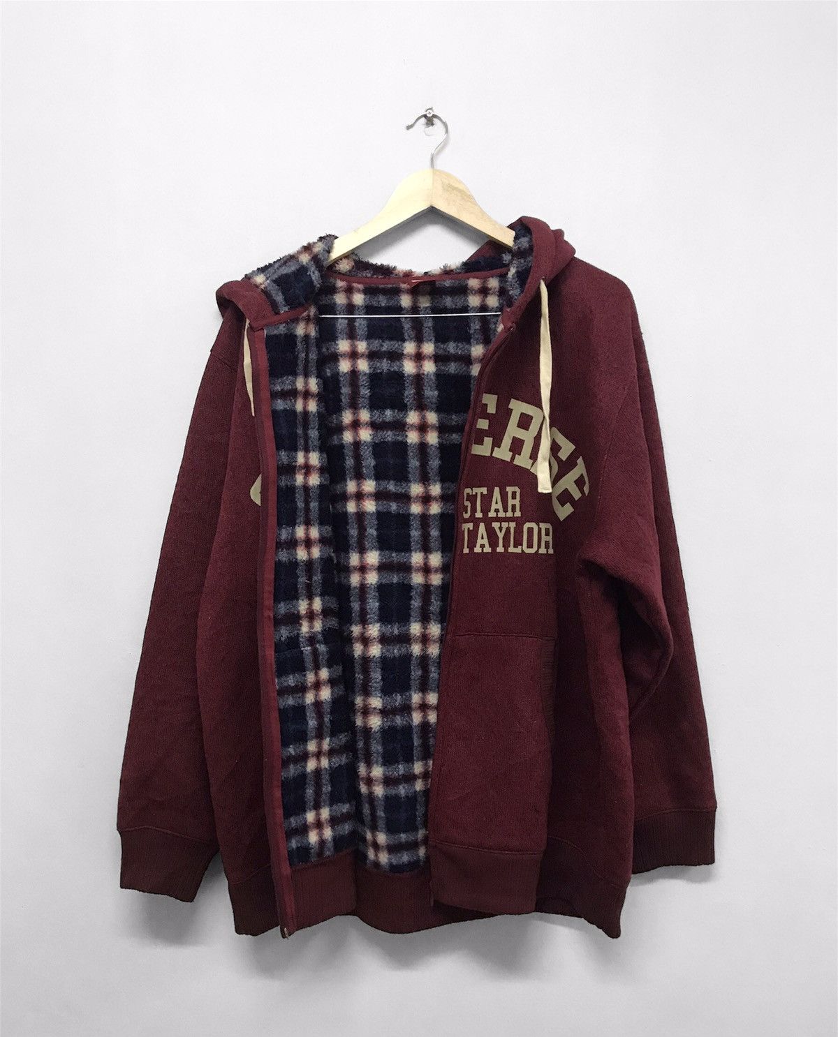 image of Converse Printed Fleece Lined Sweater Hoodie in Maroon, Men's (Size 2XL)