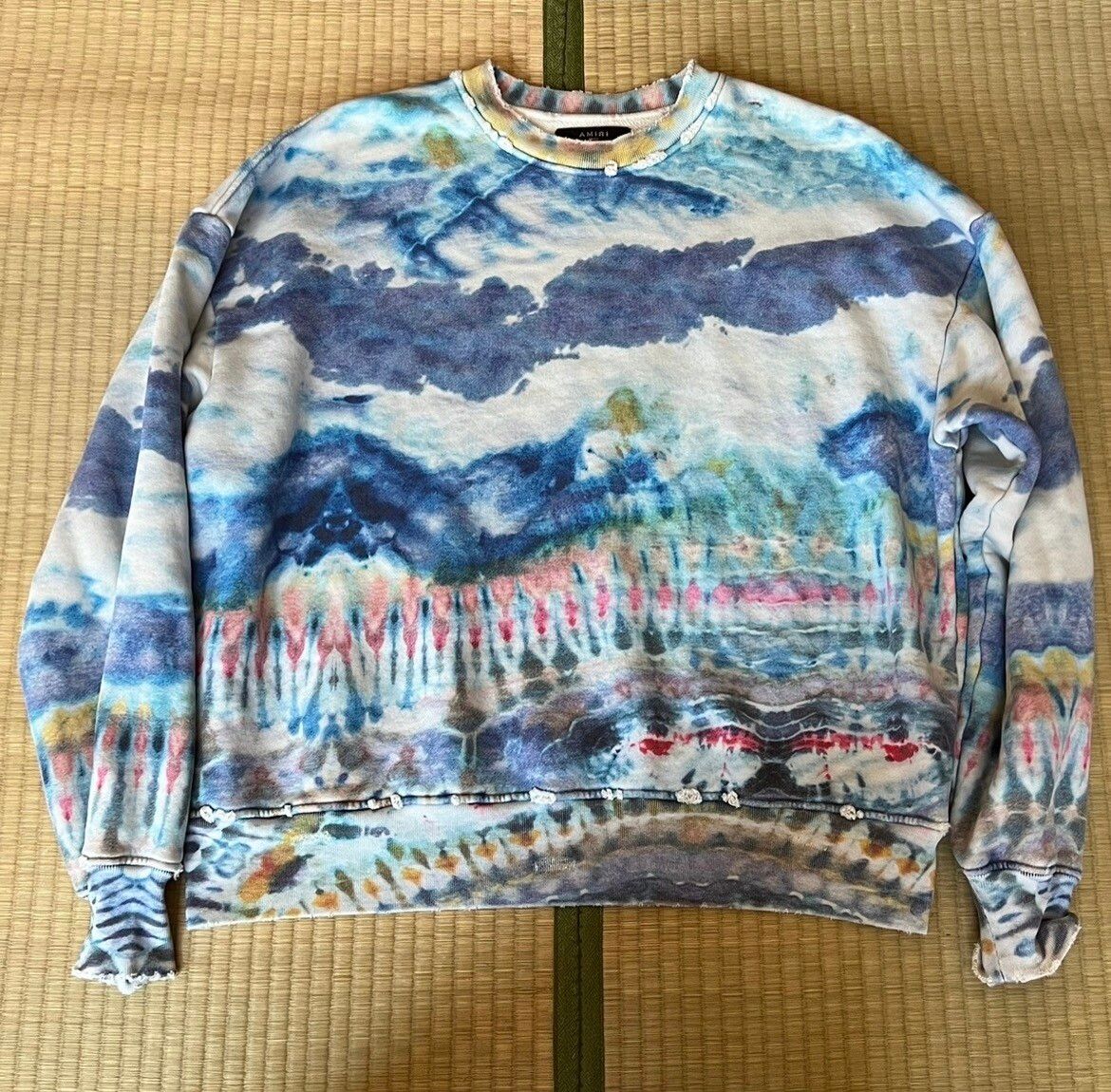 AMIRI Tie-Dyed Intarsia Cashmere Sweater for Men