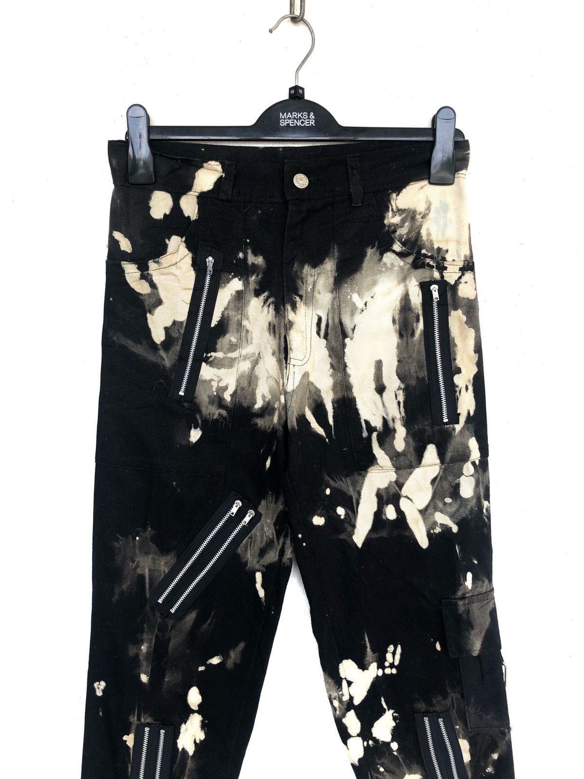 A.F.F.A. RARE🔥OG Tiger 🇬🇧 Made Acid Wash Bondage Zipper Pant Size US 30 / EU 46 - 4 Thumbnail