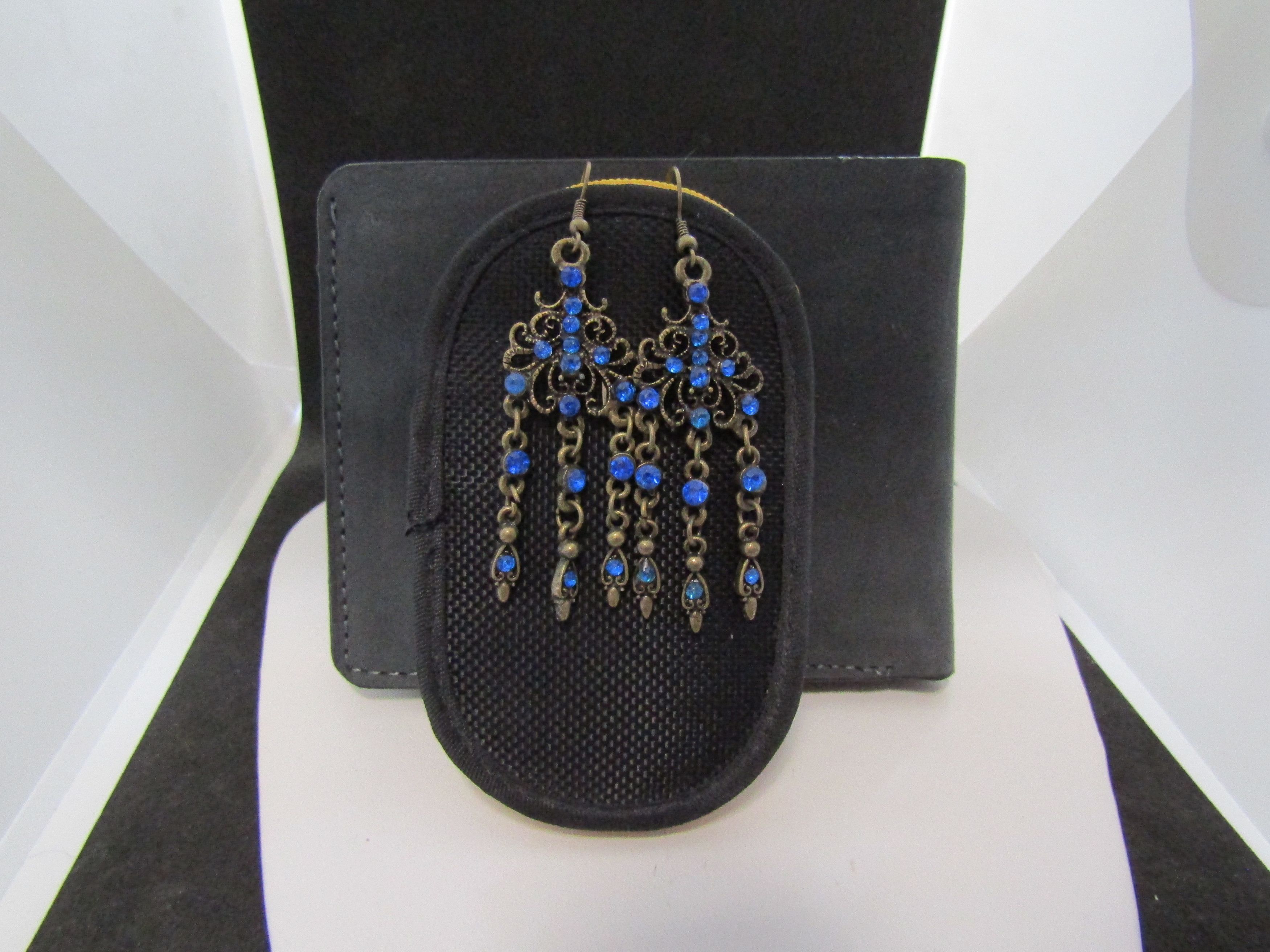 Handmade Blue Czs Bronze Dangle Earrings Size ONE SIZE - 1 Thumbnail