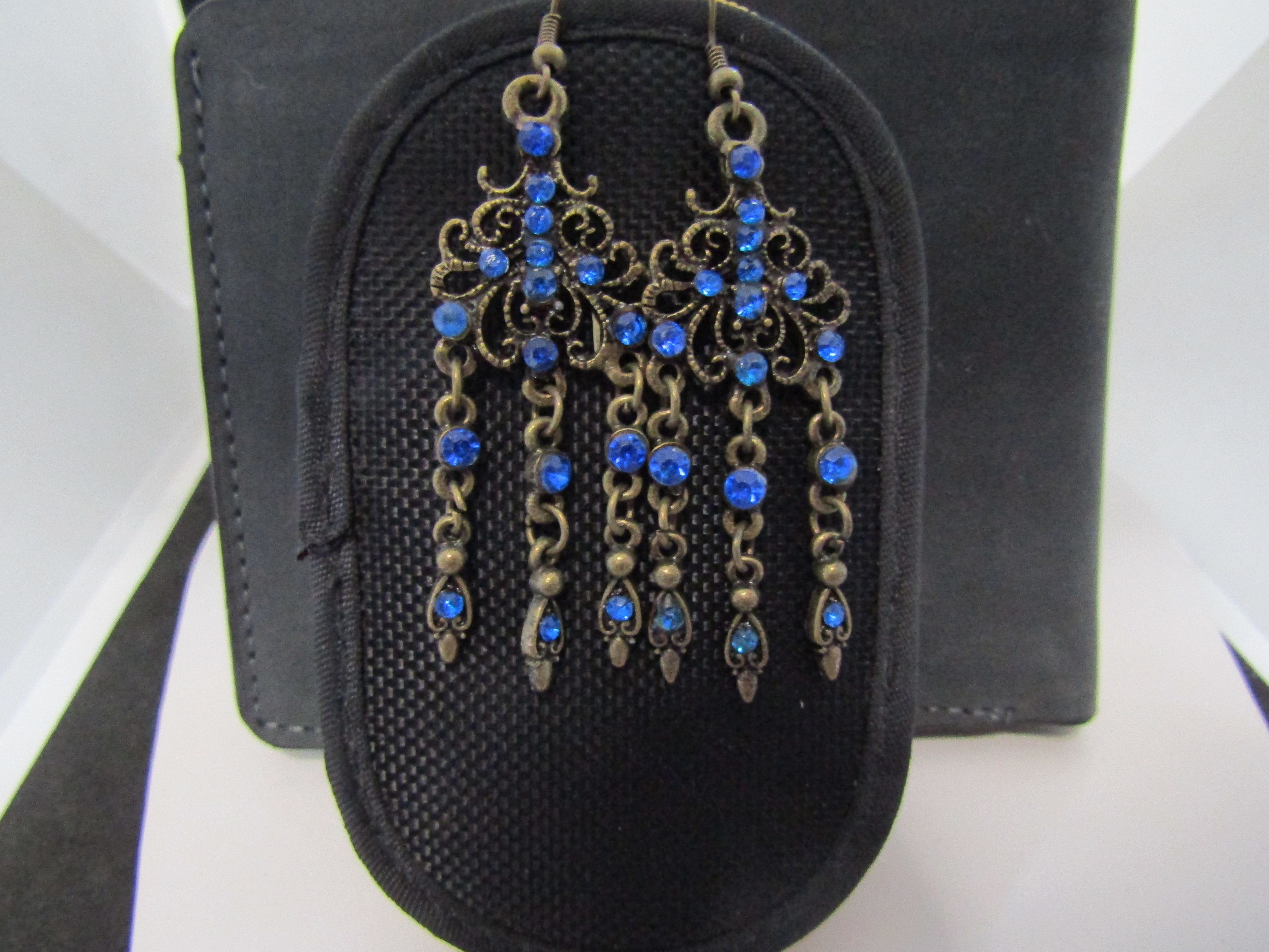 Handmade Blue Czs Bronze Dangle Earrings Size ONE SIZE - 3 Thumbnail