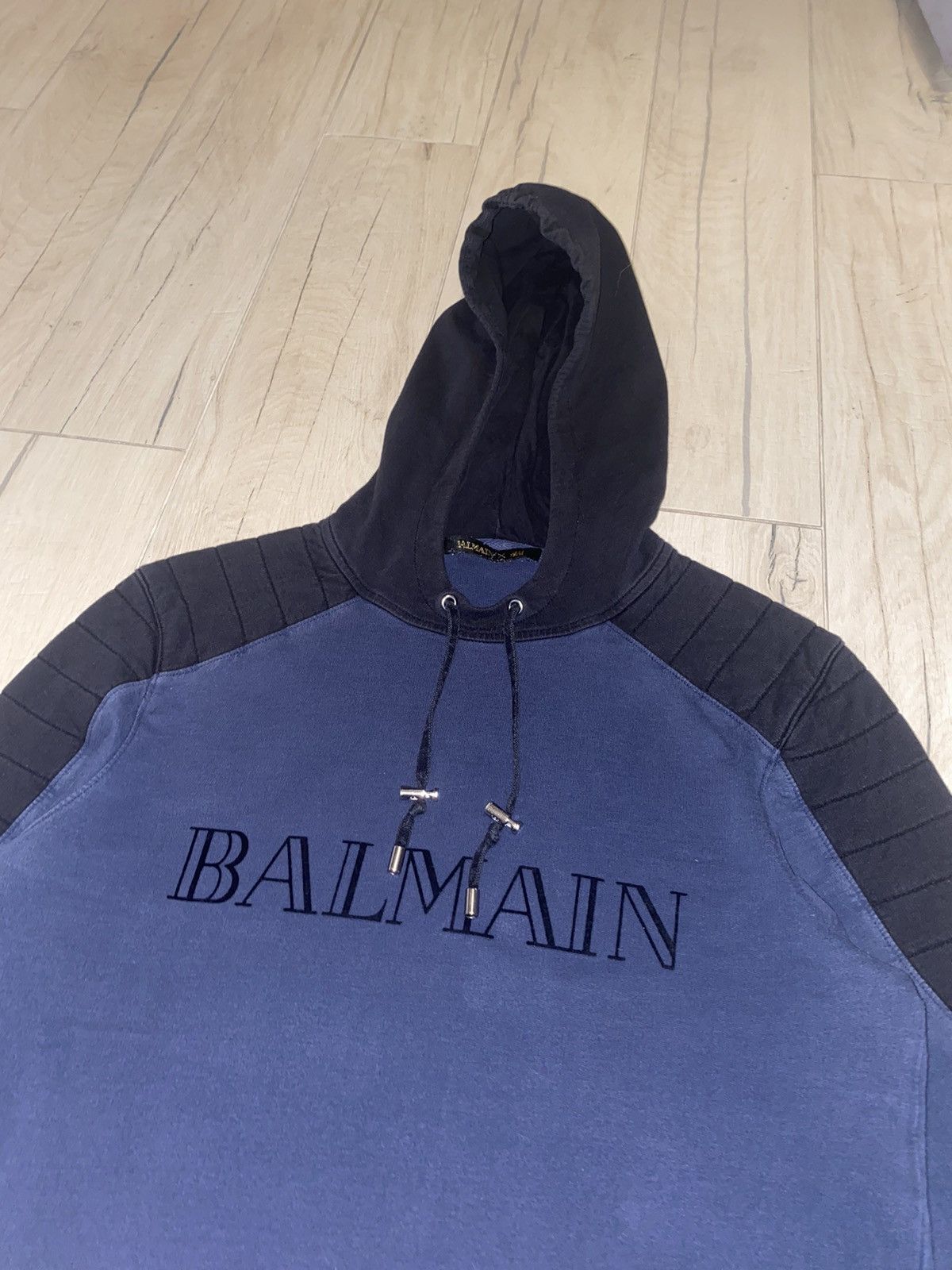 Balmain FW15 Balmain X H&M Big Logo Dark Navy Technical Hoodie Size US M / EU 48-50 / 2 - 4 Thumbnail
