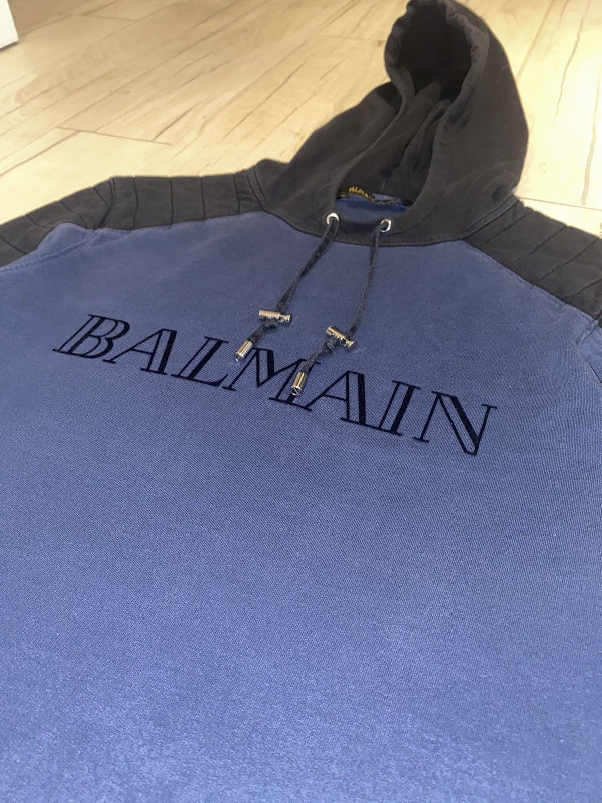 Balmain FW15 Balmain X H&M Big Logo Dark Navy Technical Hoodie Size US M / EU 48-50 / 2 - 5 Thumbnail