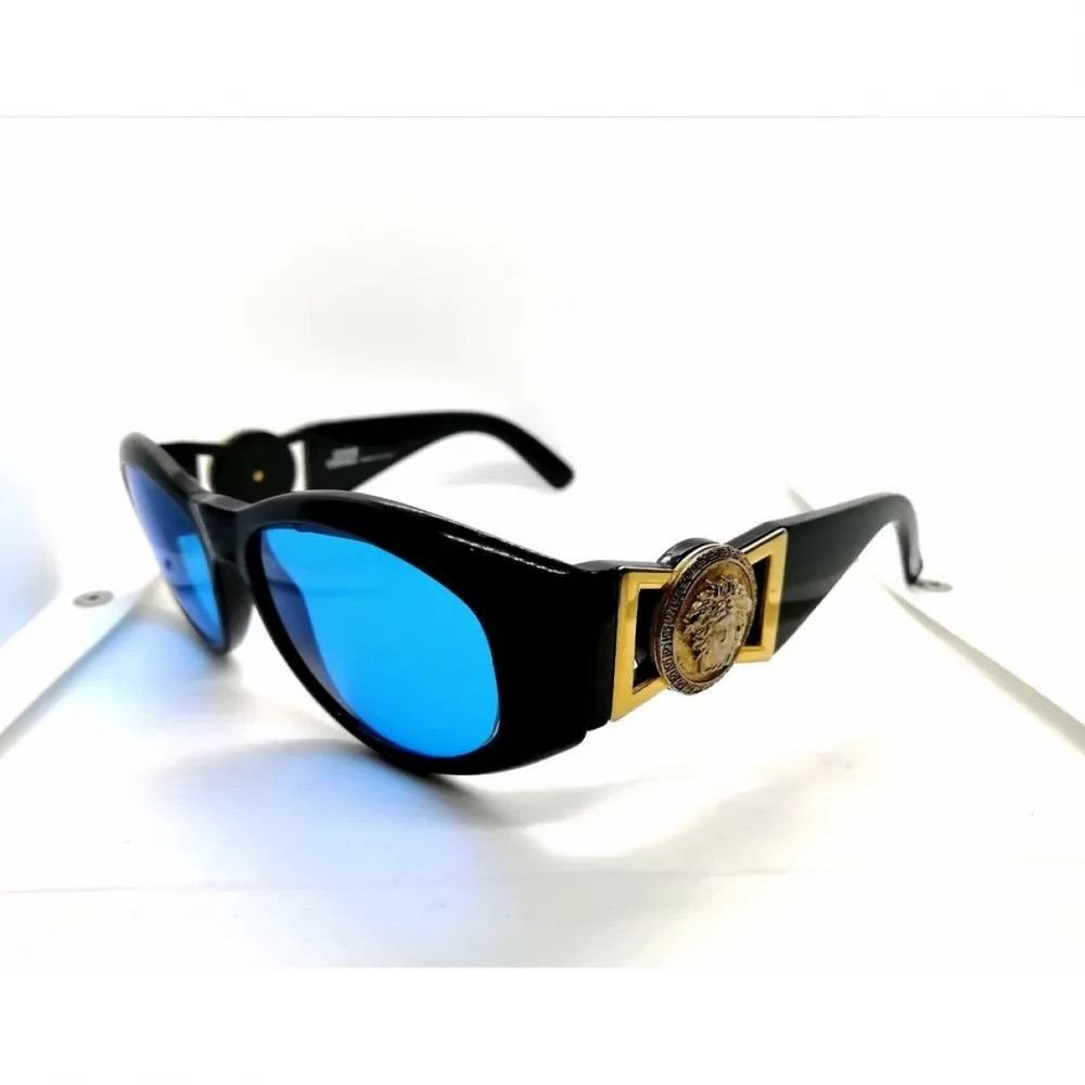image of Gianni Versace Big Logo Vintage Sunglasses in Black/Gold, Men's