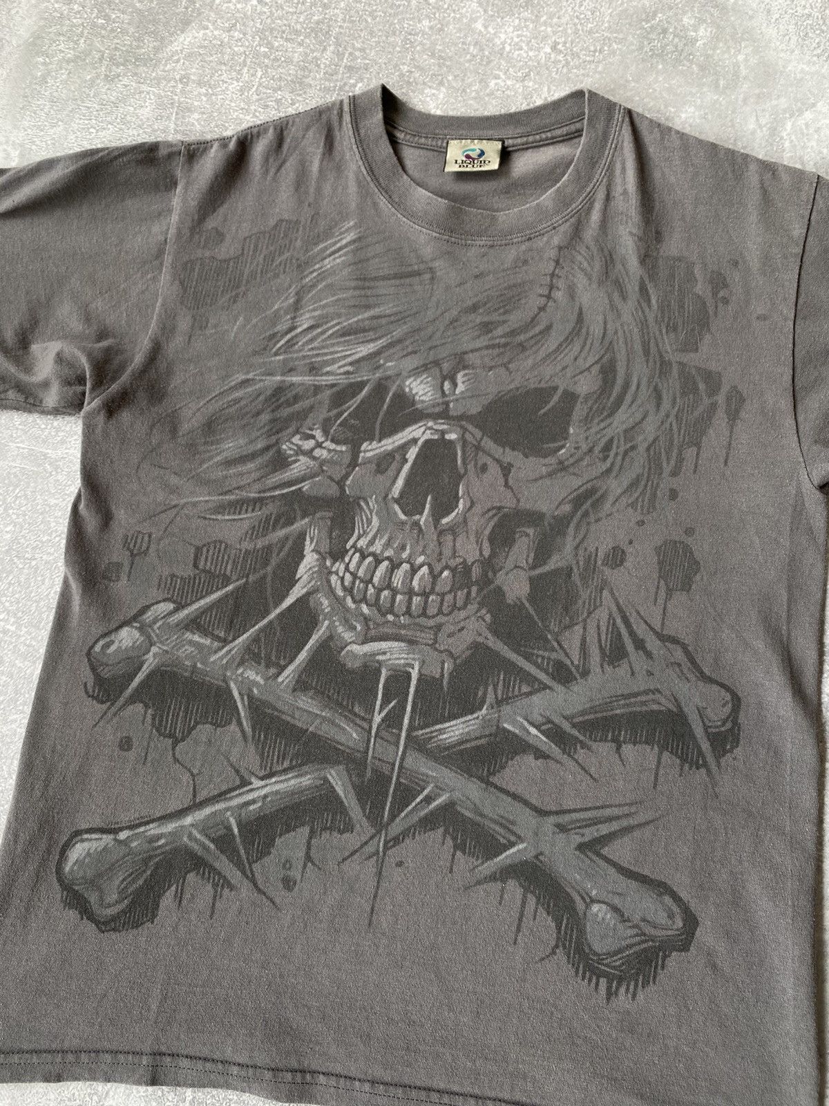 Liquid Blue × Vintage Vintage Liquid Blue Skull T-shirt Size US S / EU 44-46 / 1 - 2 Thumbnail