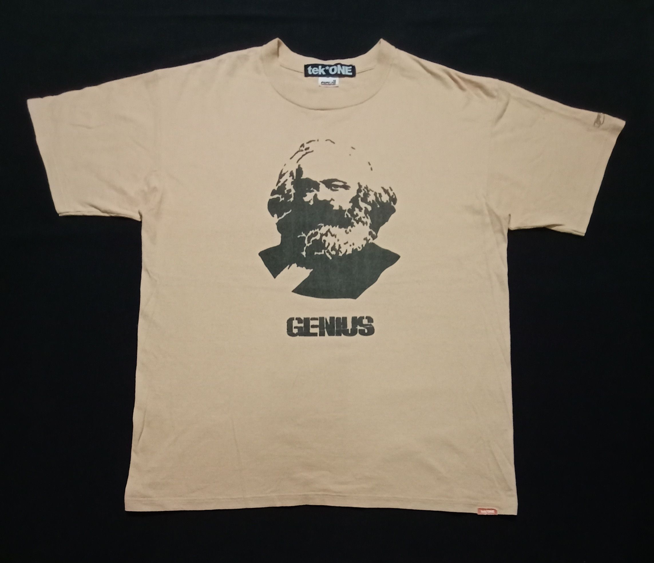 image of Tek One Genius X Anvil Tag Beige Color Tee, Men's (Size Large)