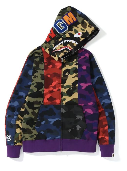 Bape BAPE Multi Camo Shark Full Rainbow Zip Hoodie Grailed