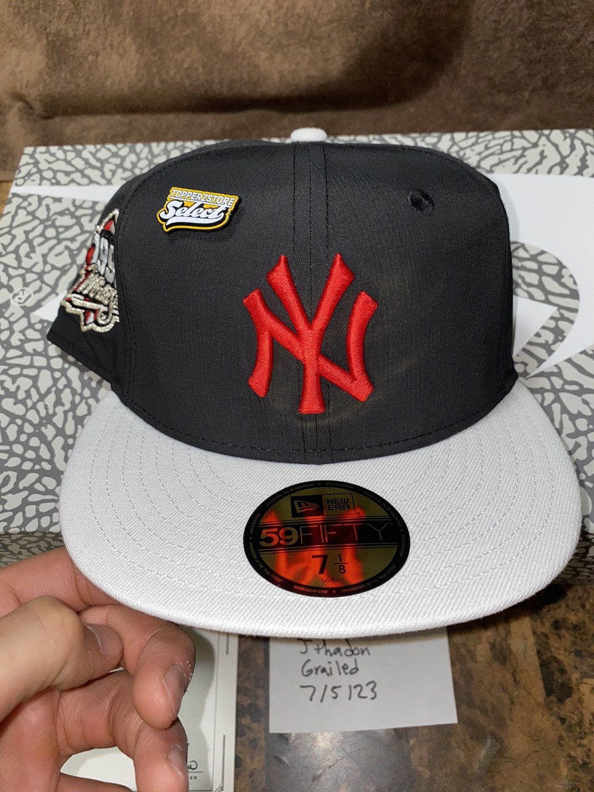 New Era New York Yankees New Era 59fifty hat 7 1/8 white black red Size ONE SIZE - 2 Thumbnail