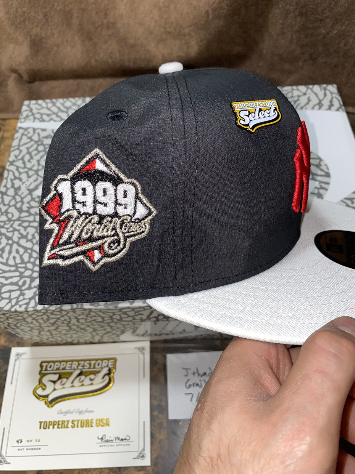 New Era New York Yankees New Era 59fifty hat 7 1/8 white black red Size ONE SIZE - 3 Thumbnail