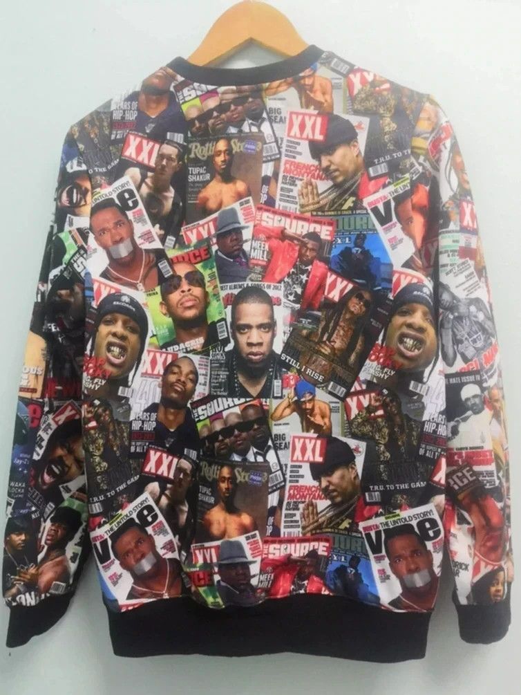 image of Rap Tees Fnty Streetwear Sweatshirt Rappers Cover Megazine Overprint, Men's (Size Medium)