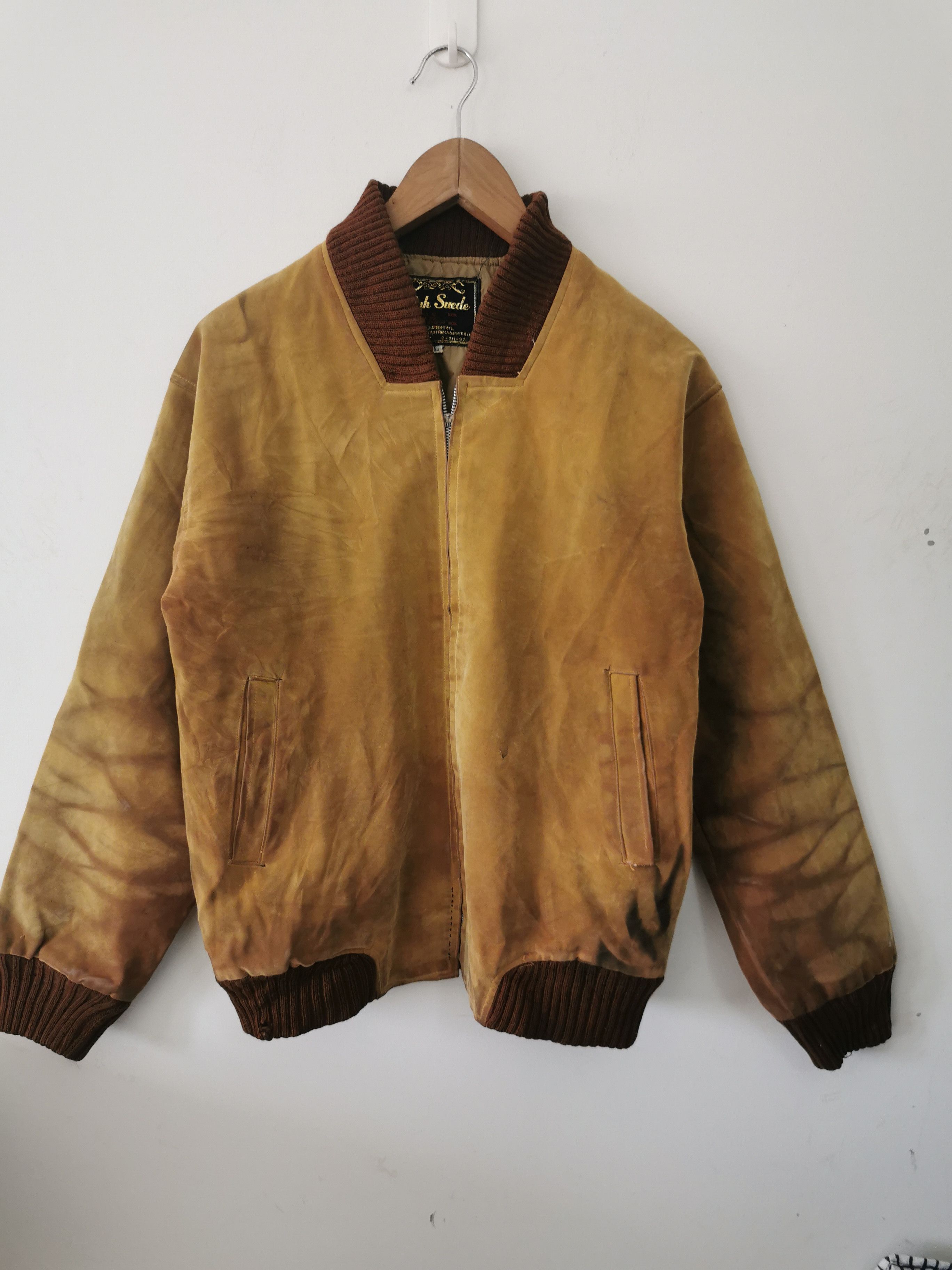 Japanese Brand Vintage HIGH SUEDE Bomber Jacket (Suede material) Size US L / EU 52-54 / 3 - 1 Thumbnail