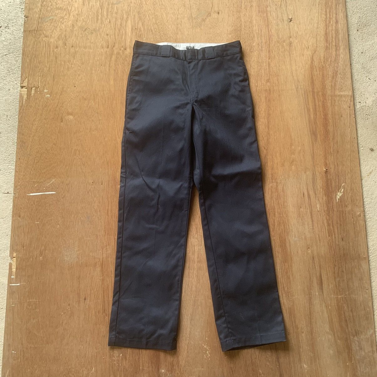 image of Vintage Dickies Trousers Work Wear Blank Pants in Navy, Men's (Size 29)