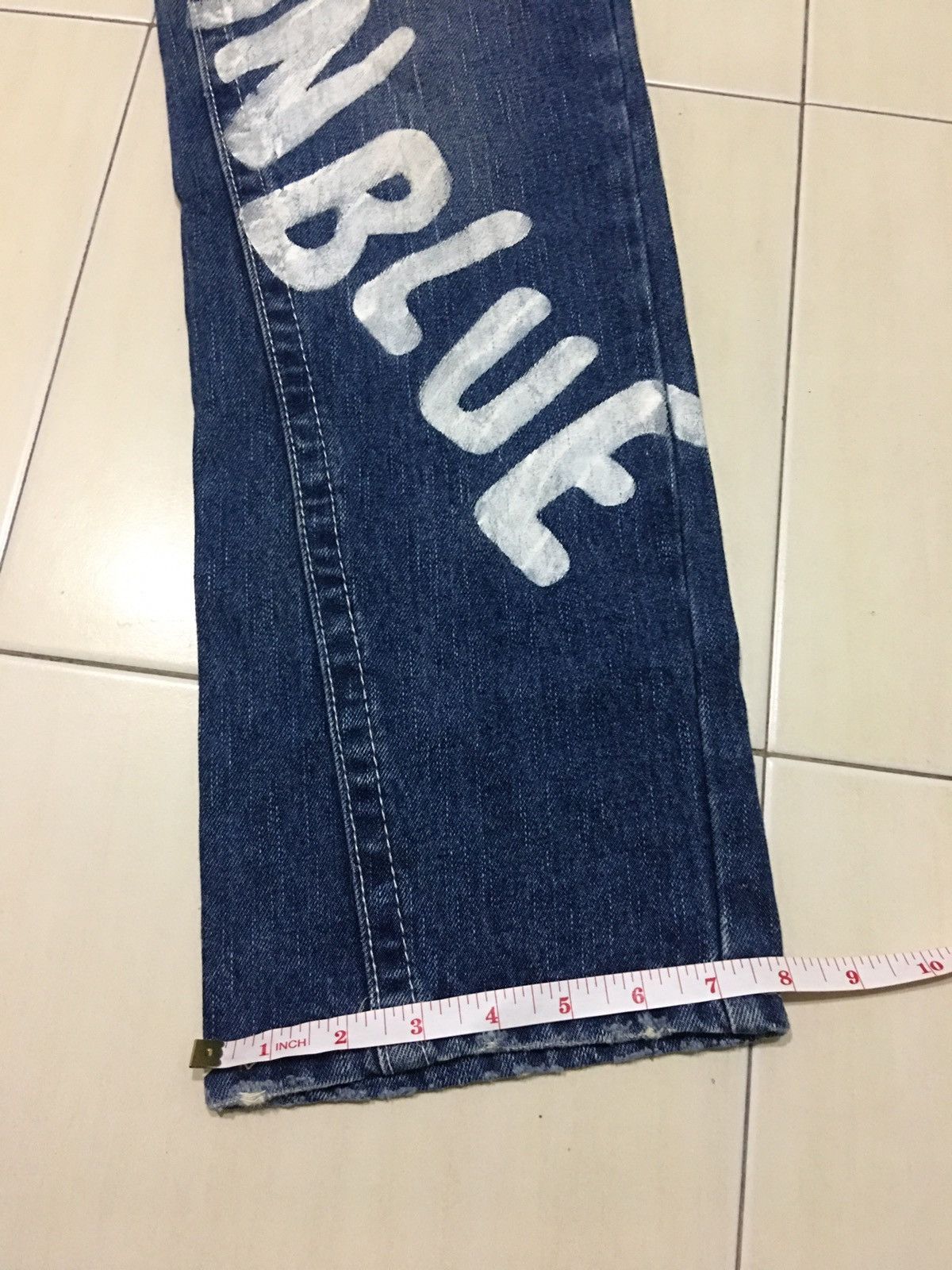 Designer × Japanese Brand Japanese Brand X Blue Moon Blue painted Jeans Size US 31 - 15 Thumbnail