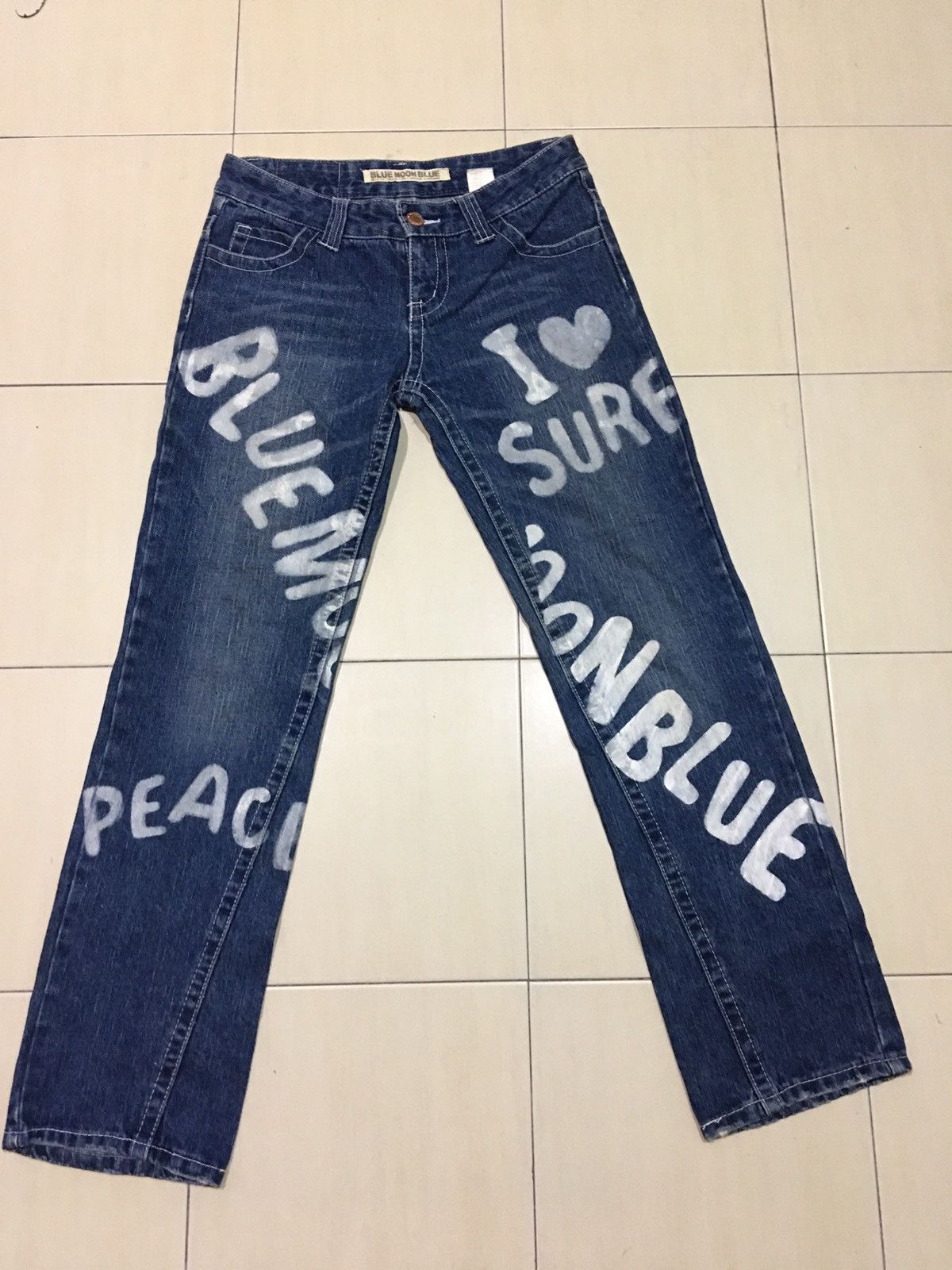 Designer × Japanese Brand Japanese Brand X Blue Moon Blue painted Jeans Size US 31 - 11 Thumbnail