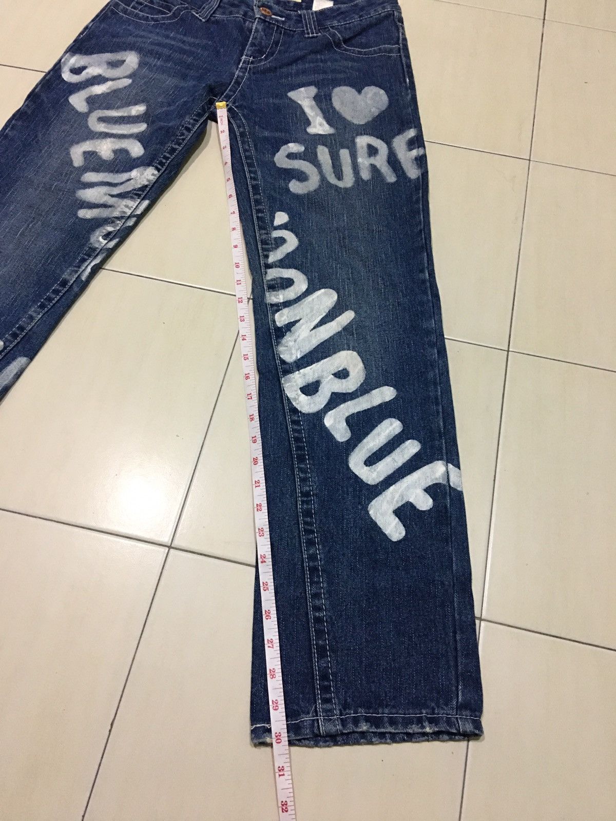 Designer × Japanese Brand Japanese Brand X Blue Moon Blue painted Jeans Size US 31 - 14 Thumbnail