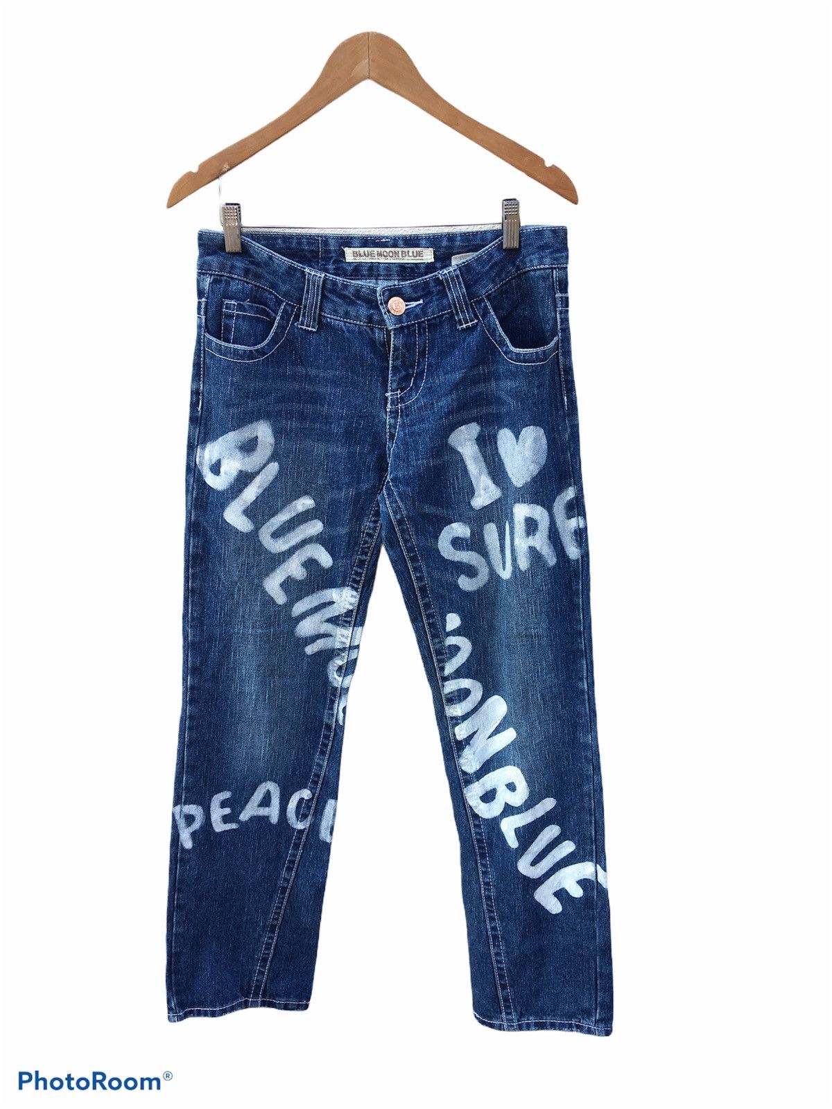 Designer × Japanese Brand Japanese Brand X Blue Moon Blue painted Jeans Size US 31 - 1 Thumbnail