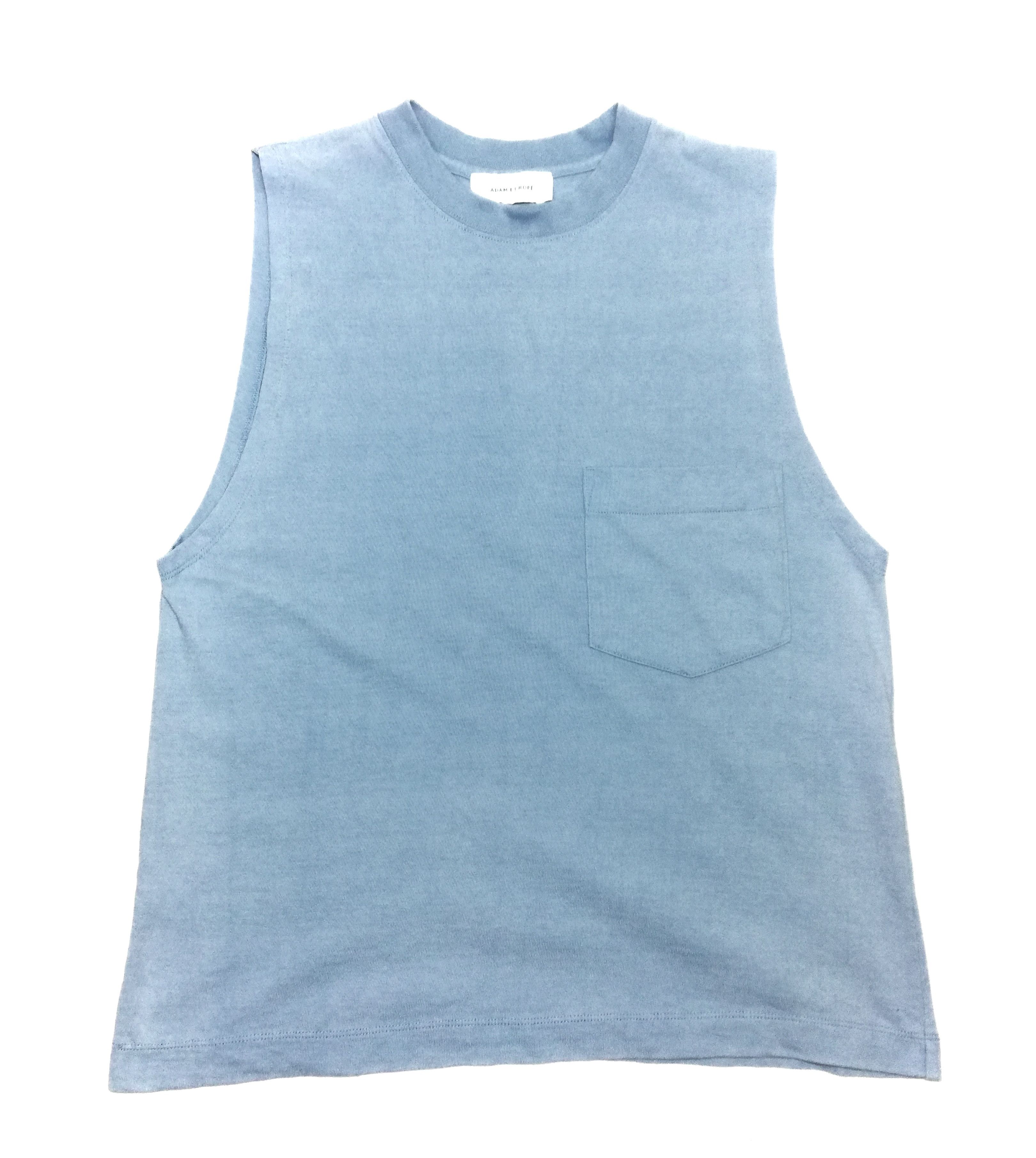 image of Adam Et Rope Sleeveless Single Pocket T-Shirt 100% Cotton in Light Blue, Men's (Size Small)