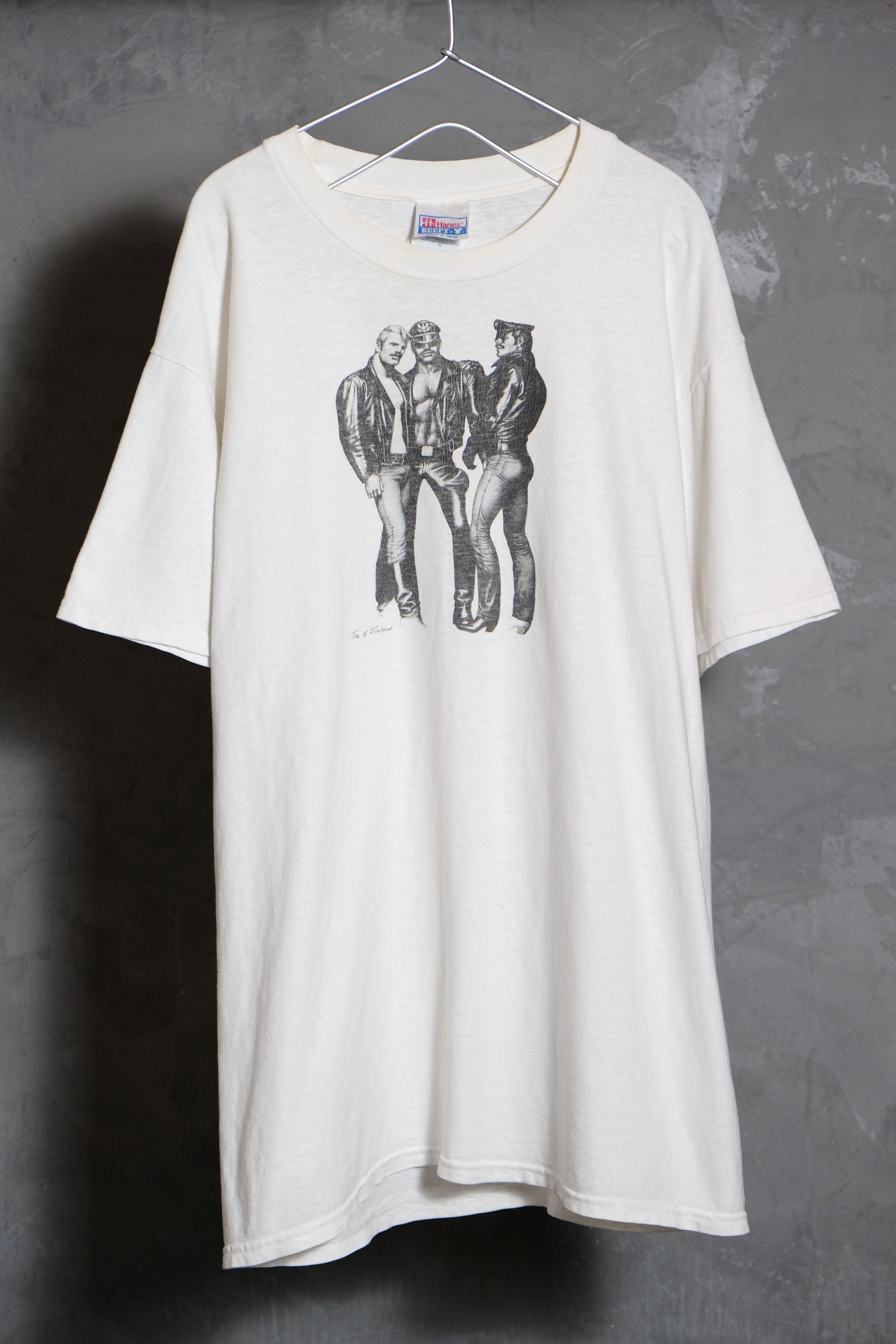 image of Made In USA x Vintage Tom Of Finland “Daddy And The Muscle Academy” Tee in White (Size Medium)
