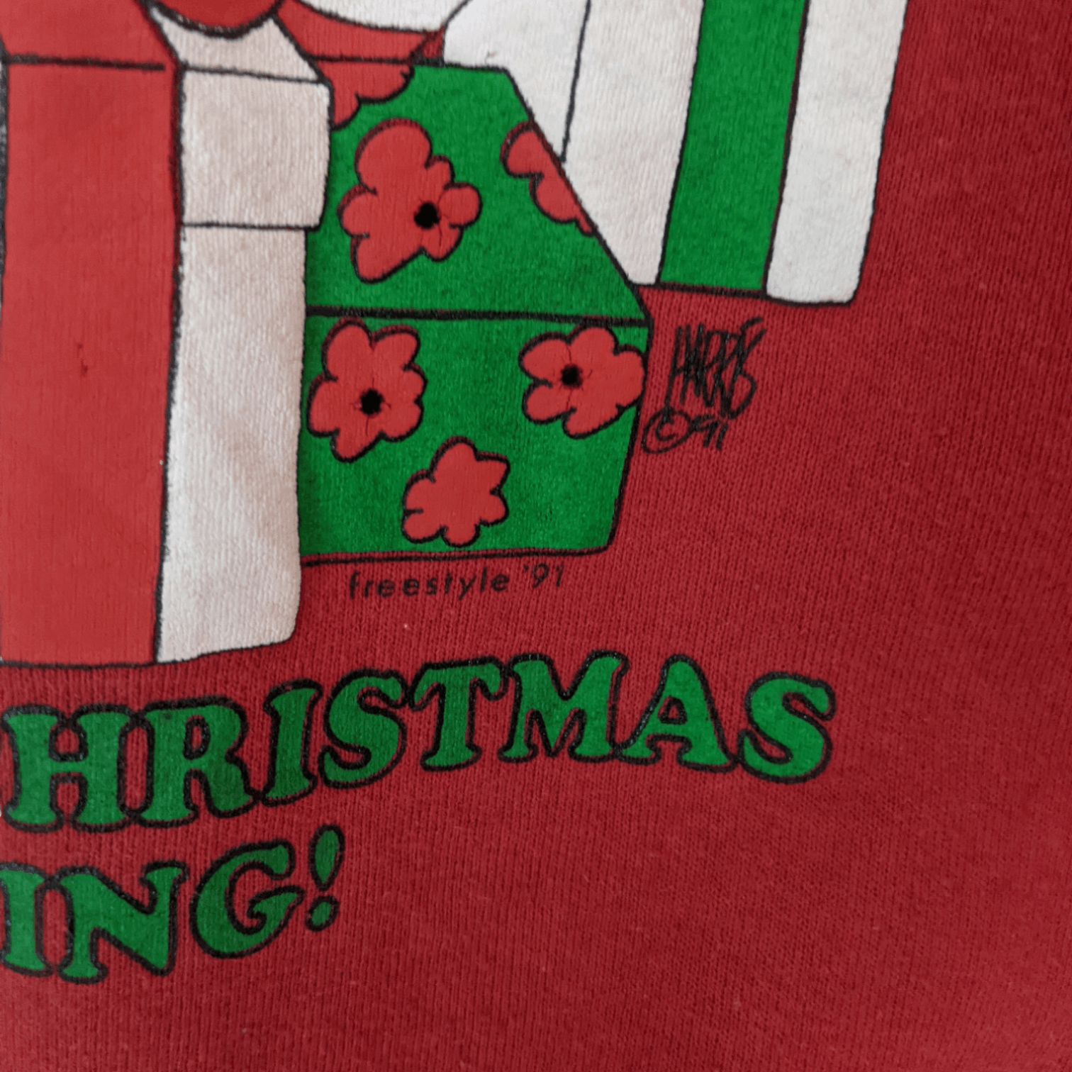 Fruit Of The Loom Vintage 1991 FOTL Christmas Teddy Bear Jumper Sweatshirt Size US L / EU 52-54 / 3 - 6 Thumbnail