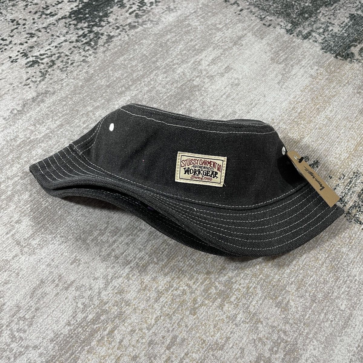 Stussy STUSSY WORKGEAR CANVAS BUCKET HAT - BLACK Size ONE SIZE - 2 Thumbnail