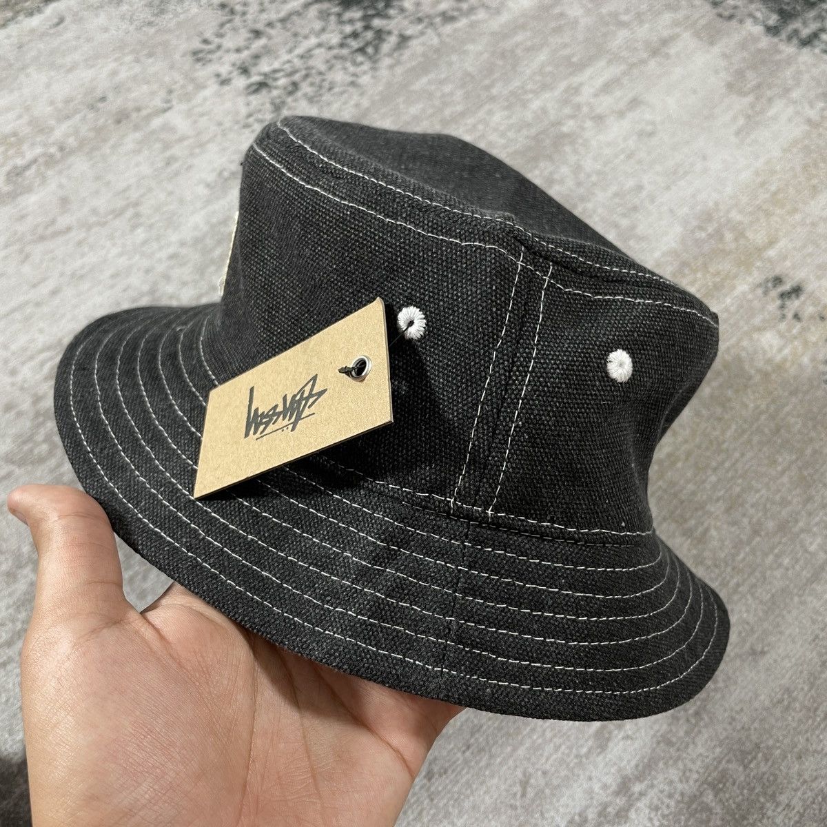 Stussy STUSSY WORKGEAR CANVAS BUCKET HAT - BLACK Size ONE SIZE - 3 Thumbnail