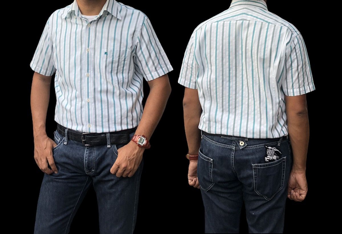 Burberry Burberry London Men Button Down Stripes Short Sleeves Shirt Size US M / EU 48-50 / 2 - 2 Thumbnail