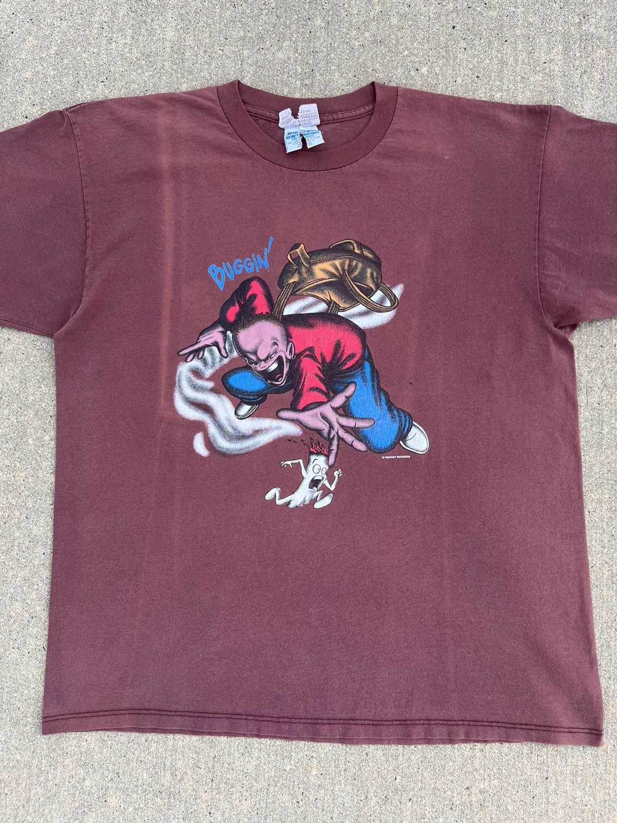 Rap Tees × Vintage VINTAGE 90’S INSTANT MADNESS X GILDAN “BUGGIN” FADED T-SHIRT Size US XL / EU 56 / 4 - 7 Thumbnail