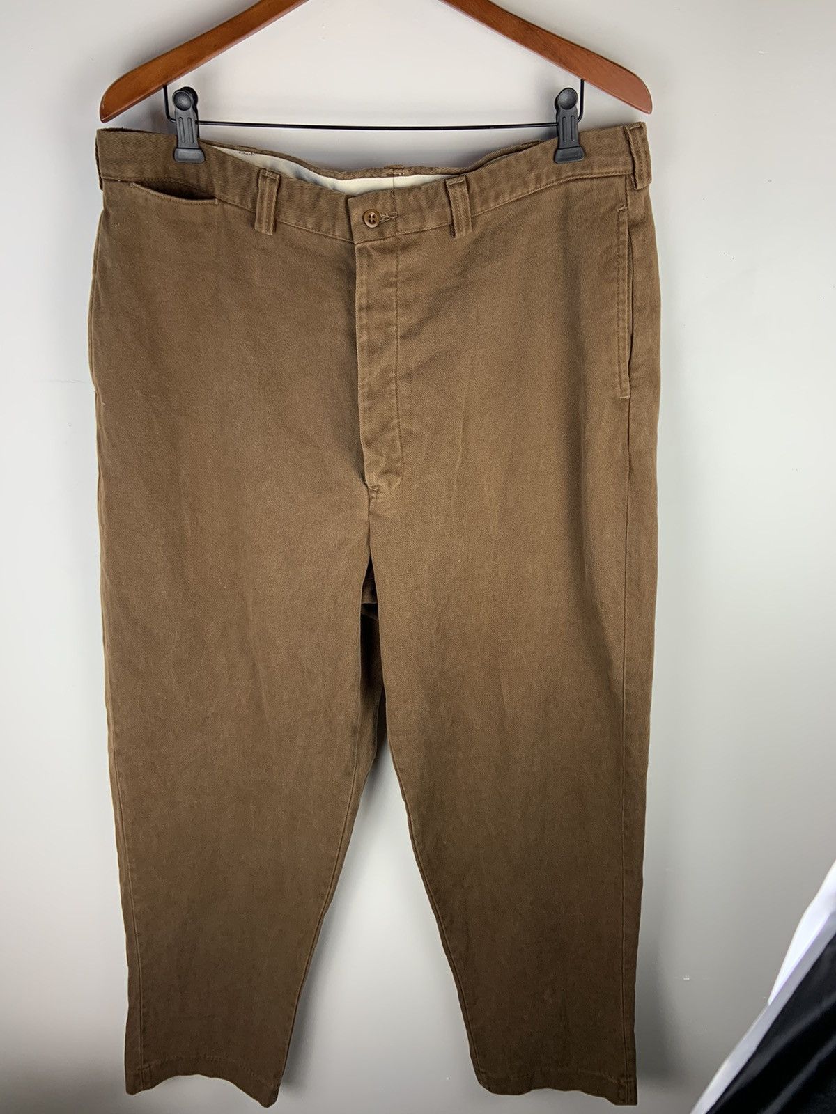 image of Rrl Ralph Lauren Rrl Wide Leg Chino Trousers in Tan, Men's (Size 38)