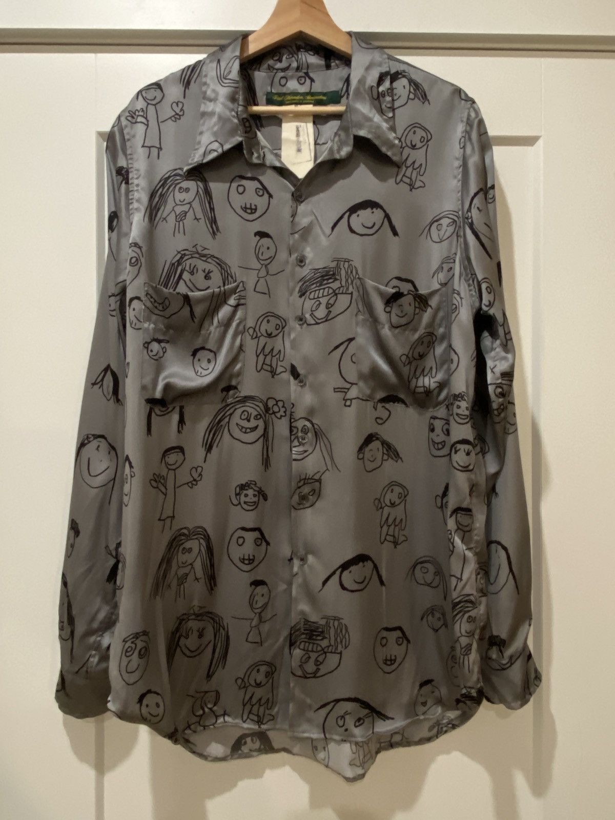 image of Paul Harnden Shoemakers Silk Printed Shirt in Grey, Men's (Size XL)
