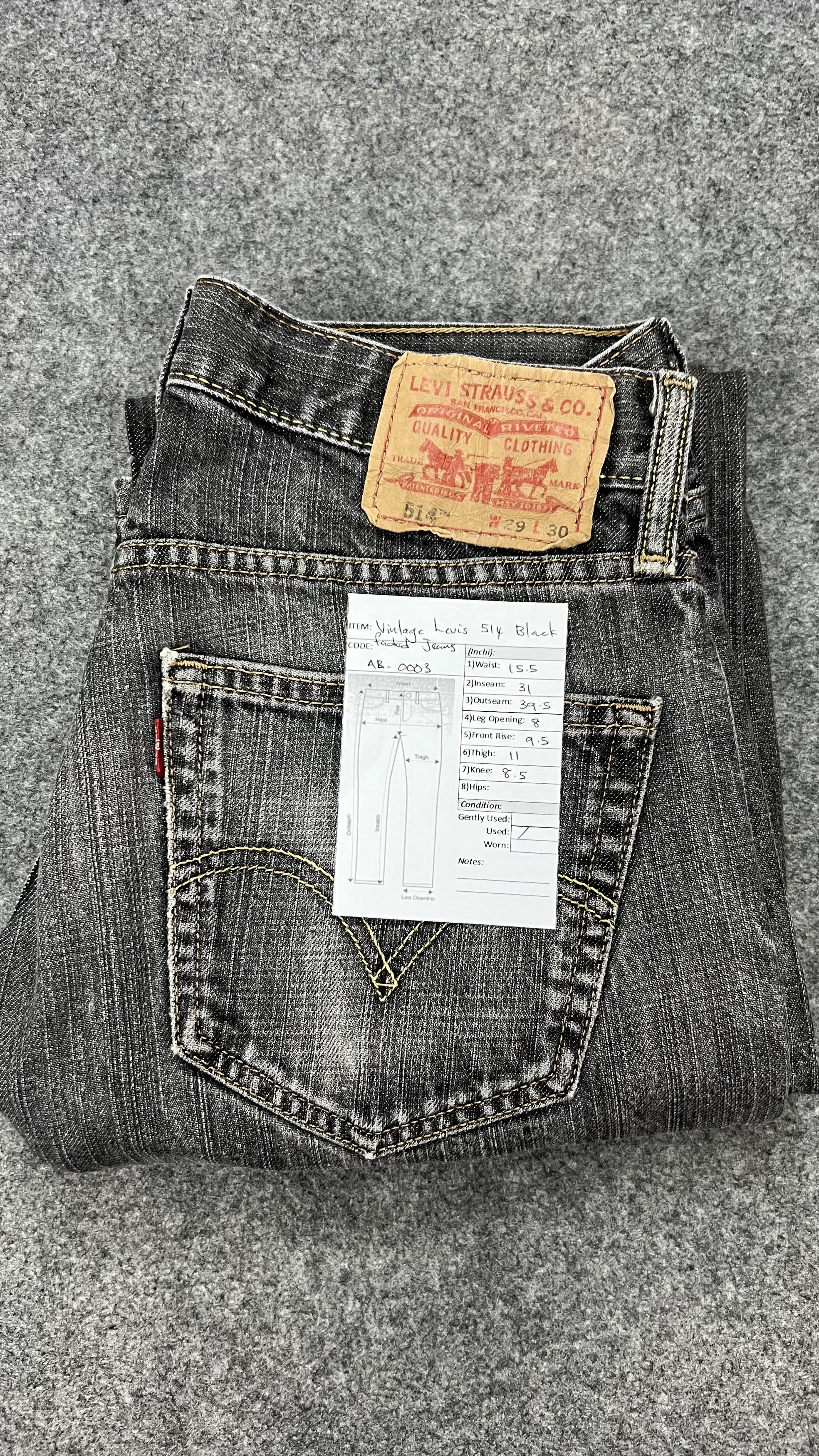 Levi's × Vintage Levis 514 Black Distressed Size US 31 - 18 Thumbnail