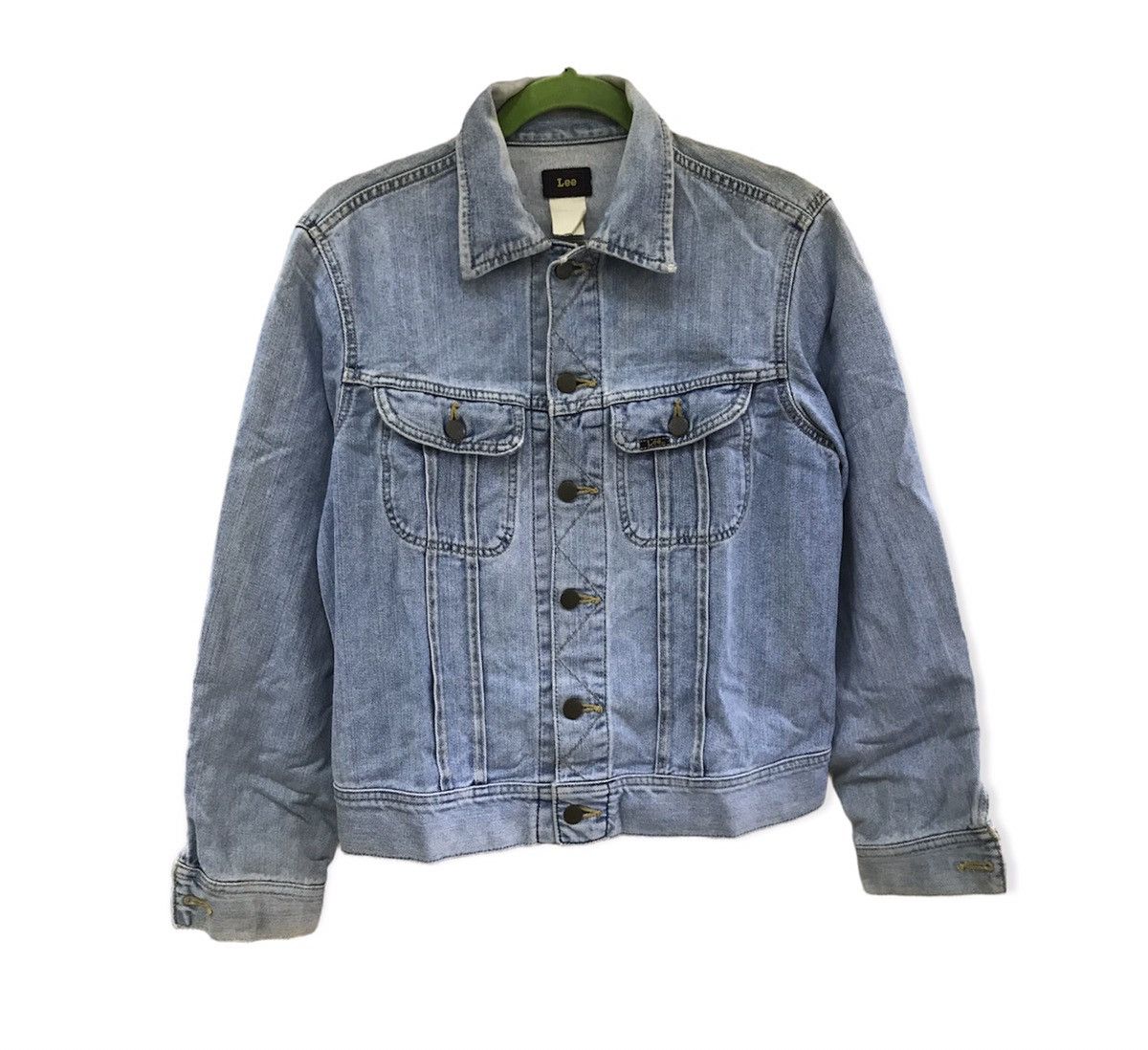 image of Vintage 90’S Lee Distressed Denim Jacket in Blue Distressed, Women's (Size Medium)