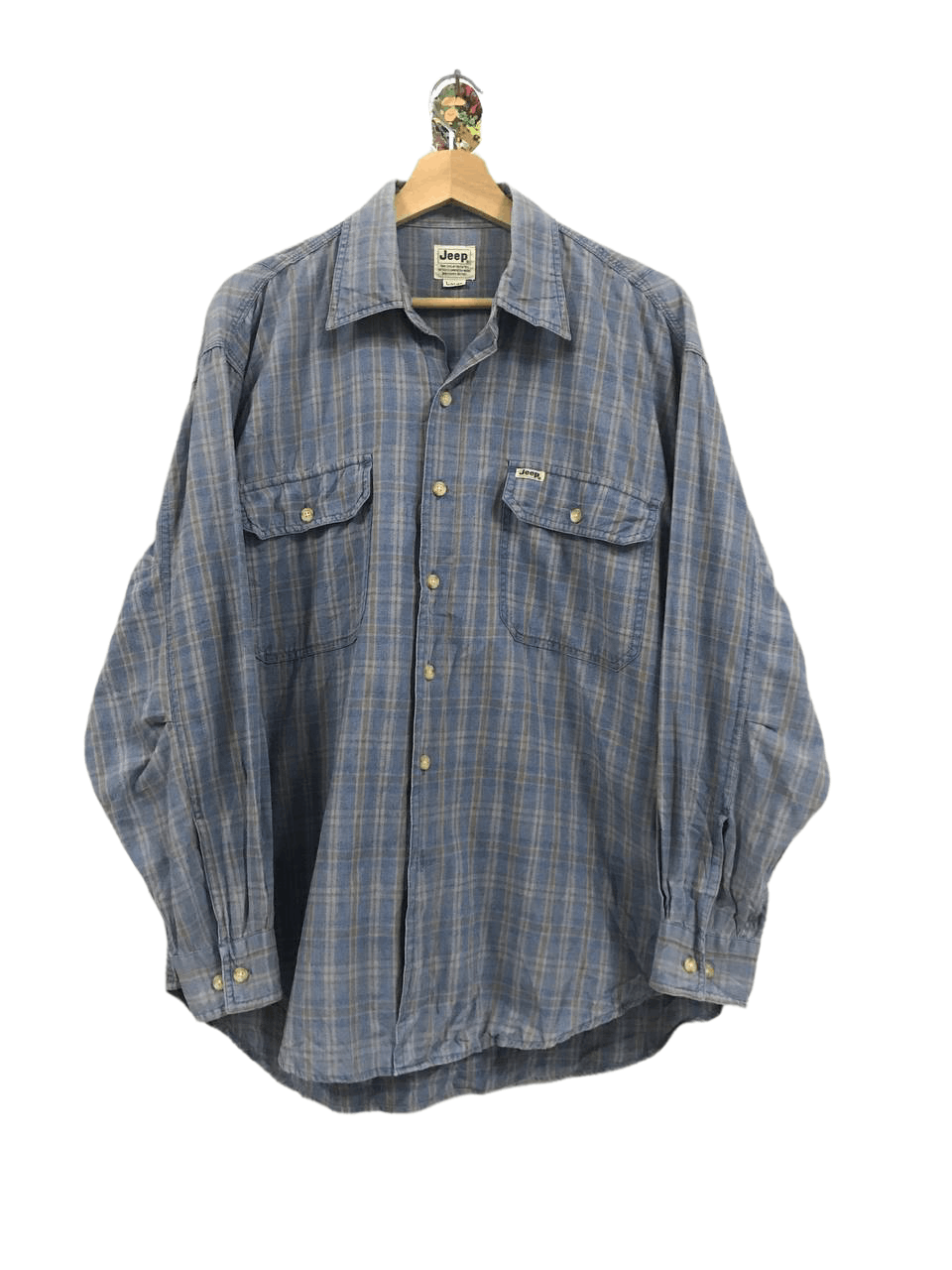 Vtg Jeep Two Pocket Style Flannel Shirt Button Up